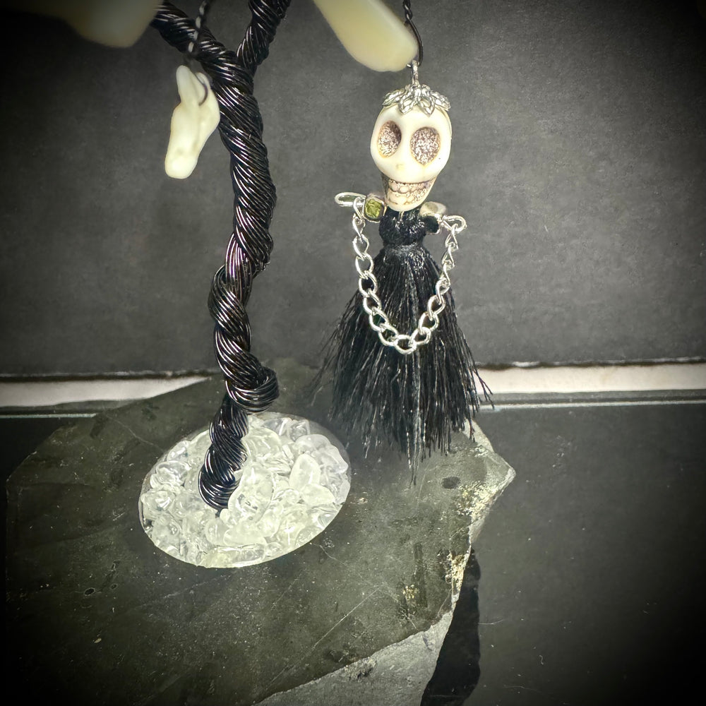 Coral on Black Tourmaline Mojo Tree