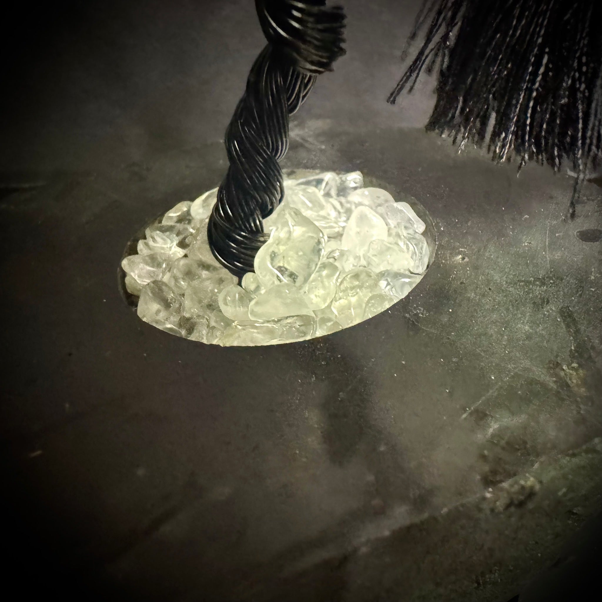 Coral on Black Tourmaline Mojo Tree