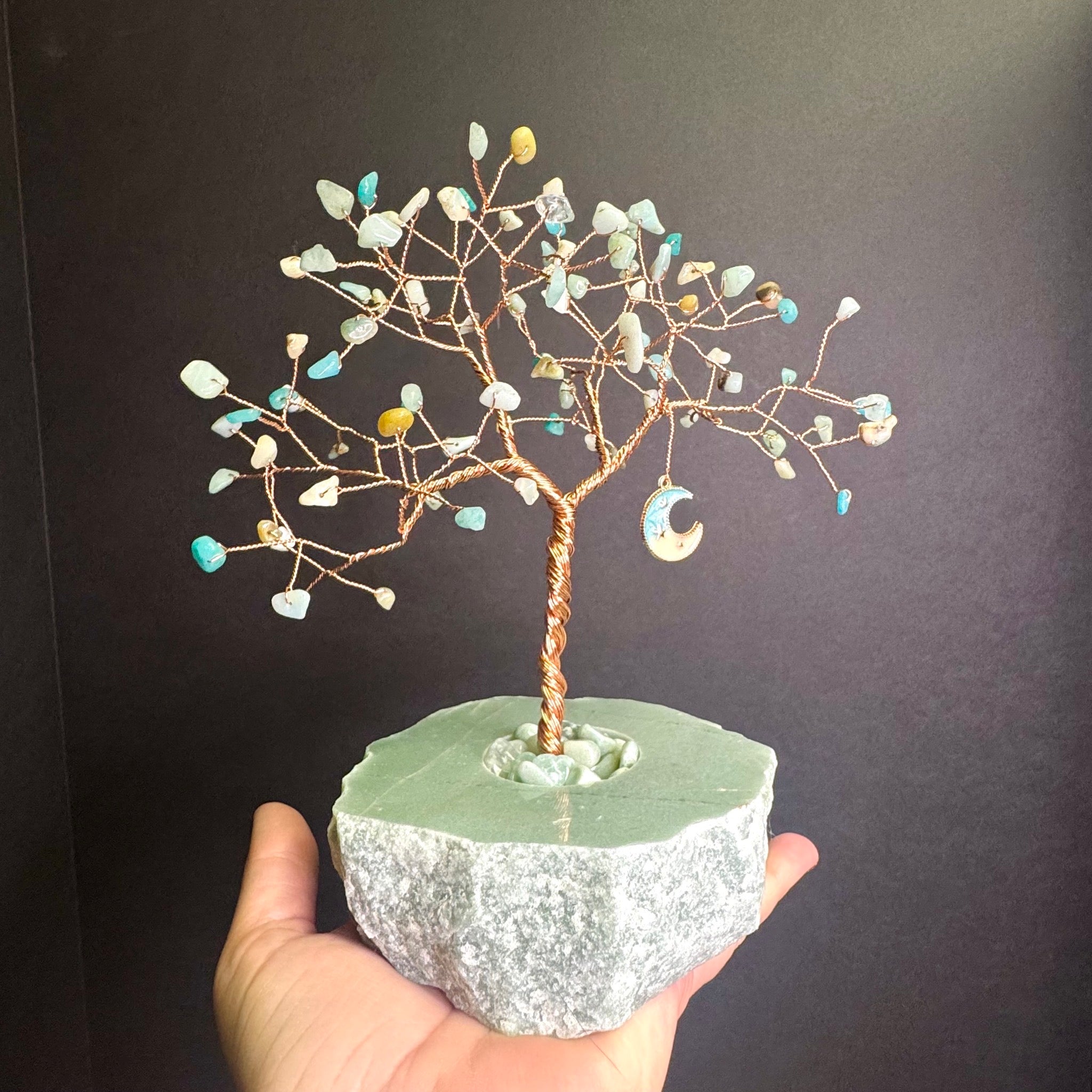 Amazonite on Green Aventurine Mojo Tree
