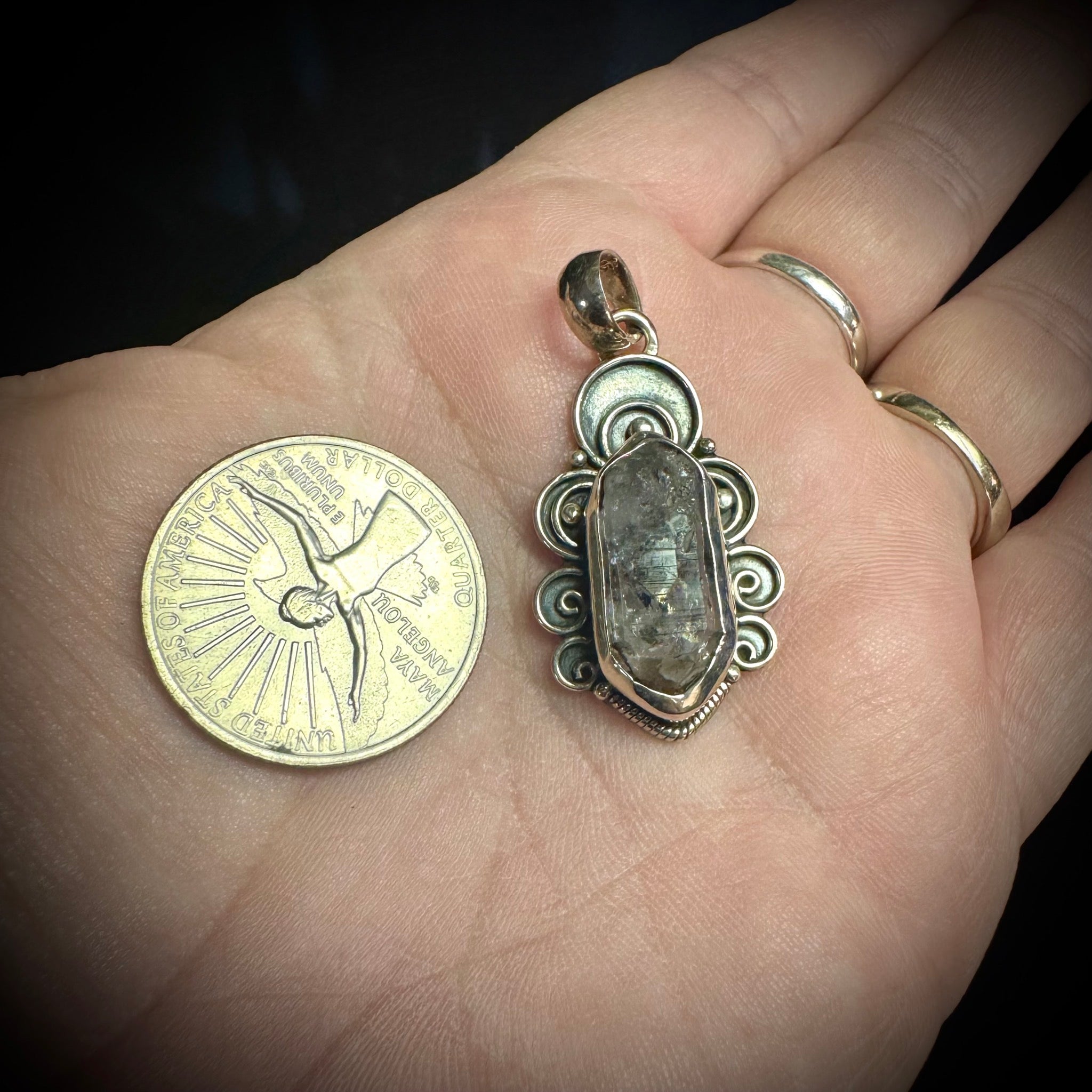 Herkimer Diamond Pendant Sterling Silver