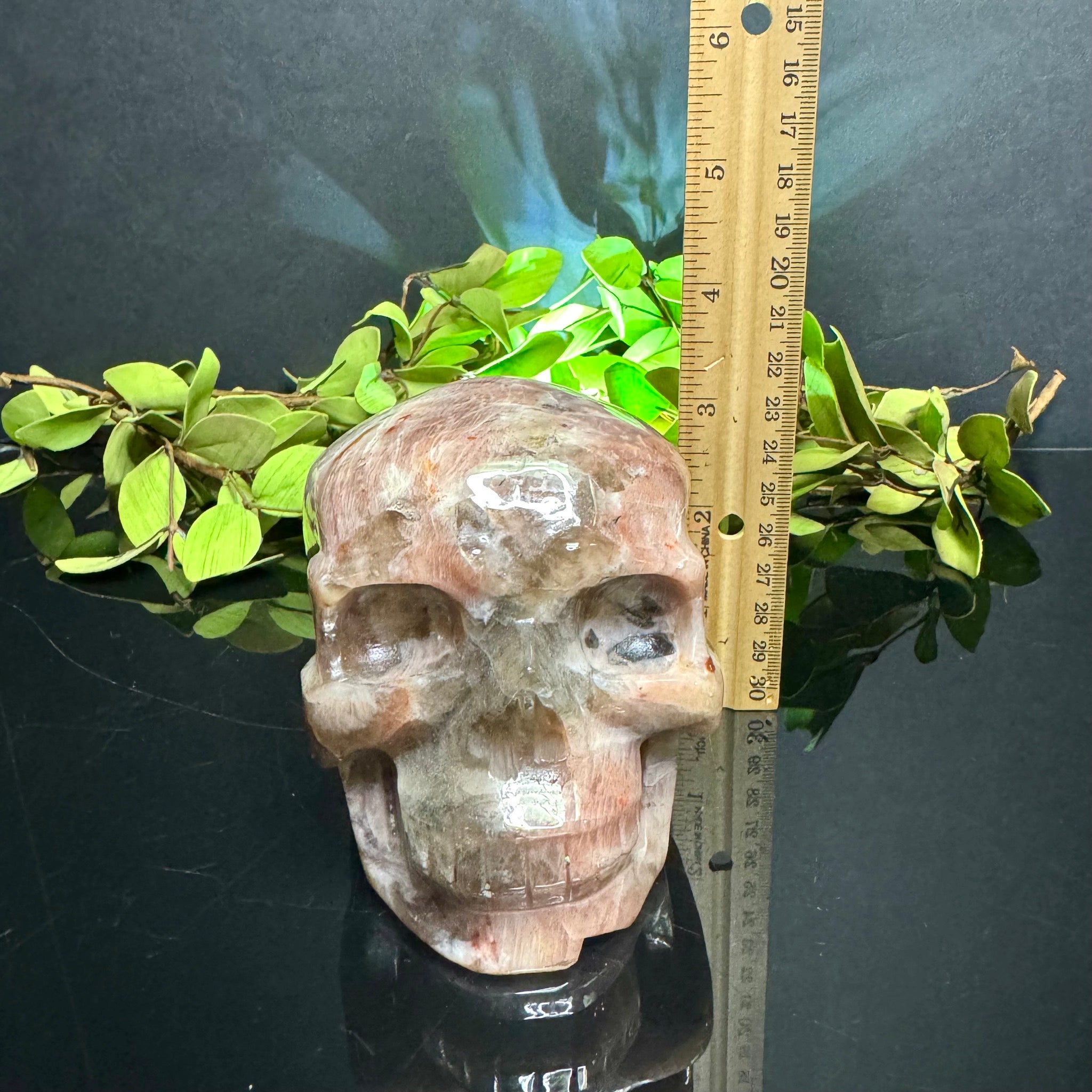 Peach Moonstone Skull