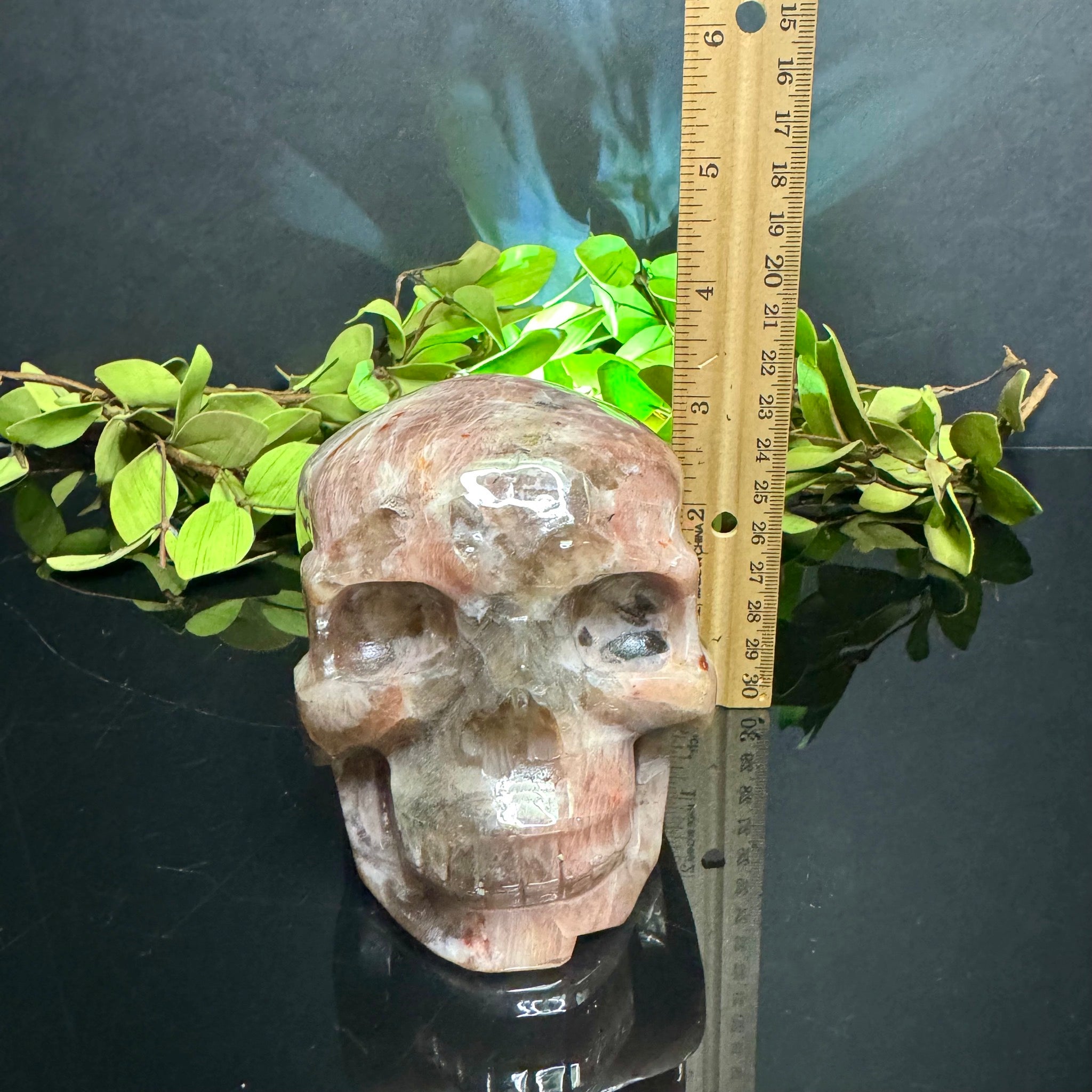Peach Moonstone Skull