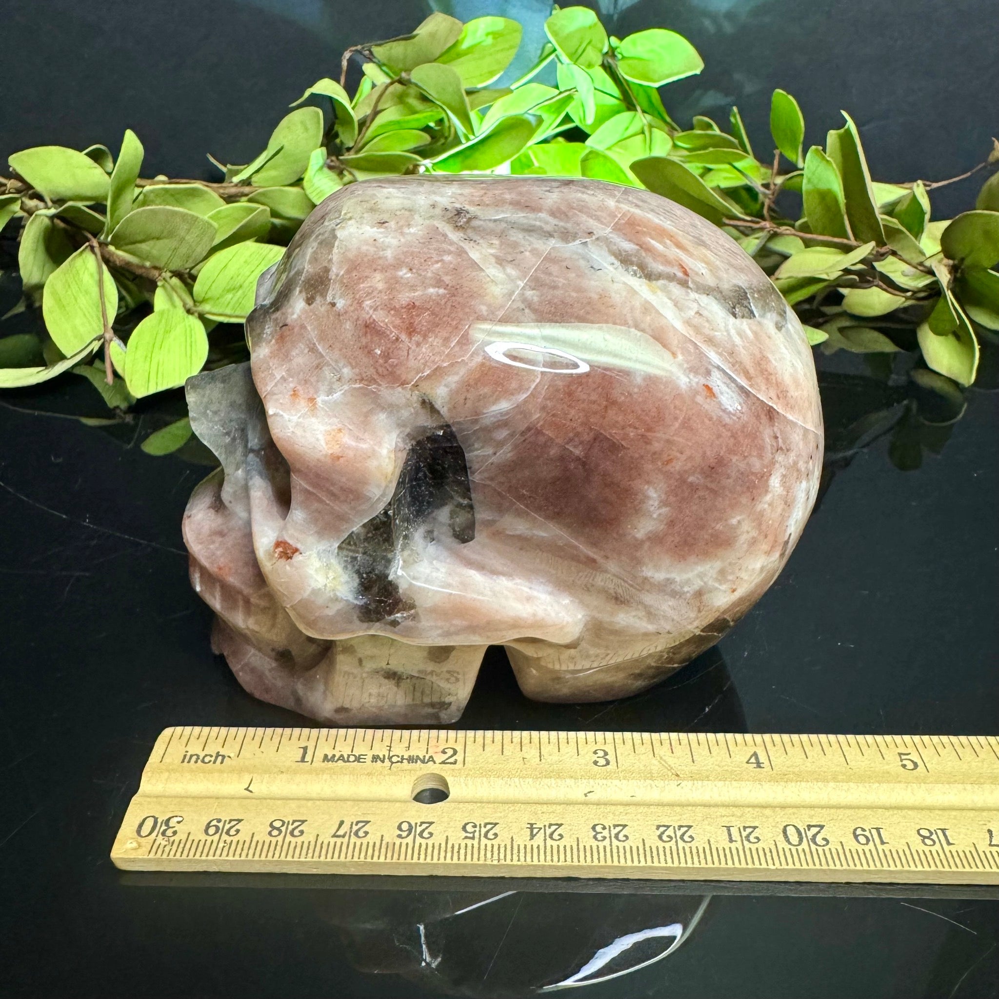 Peach Moonstone Skull