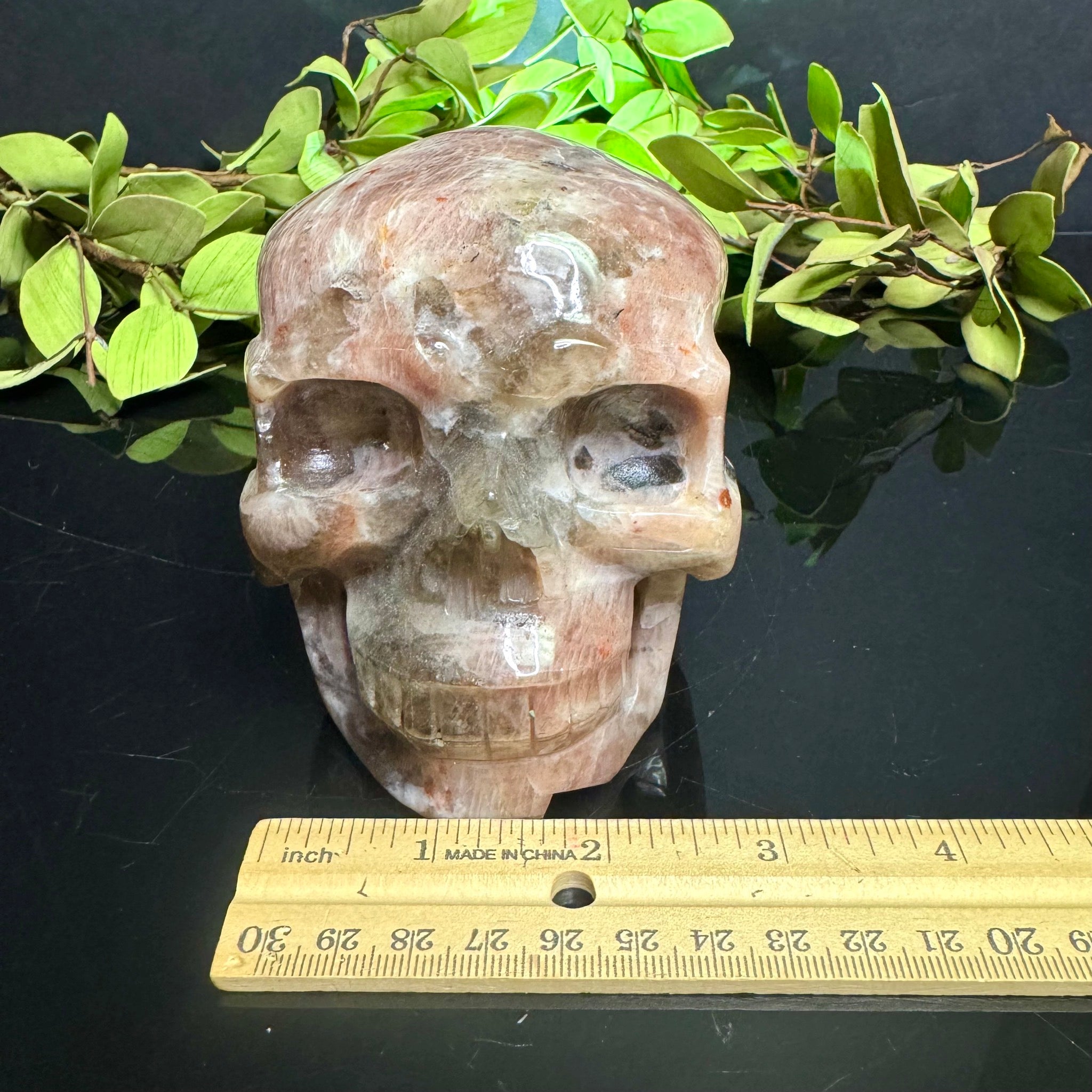 Peach Moonstone Skull