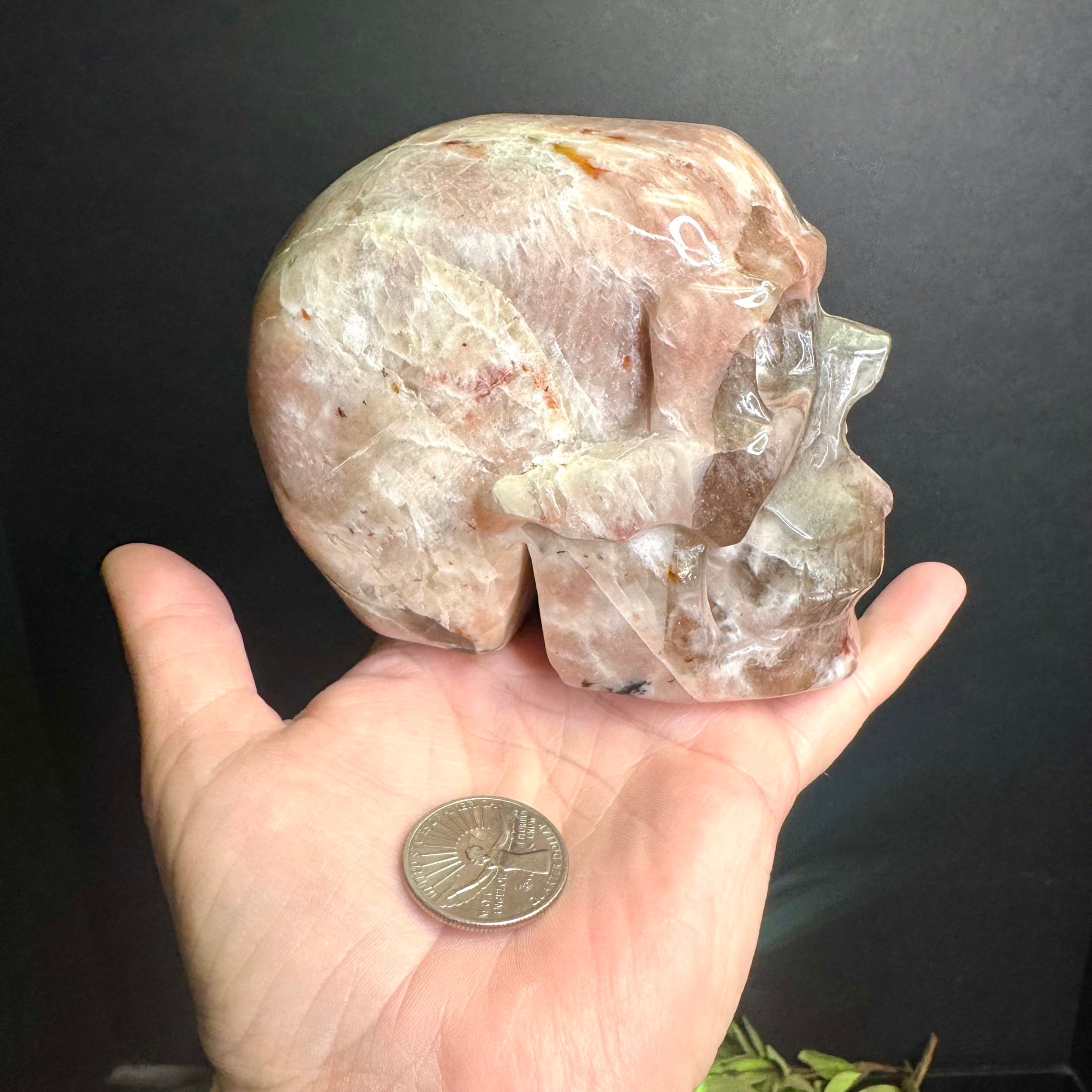 Peach Moonstone Skull