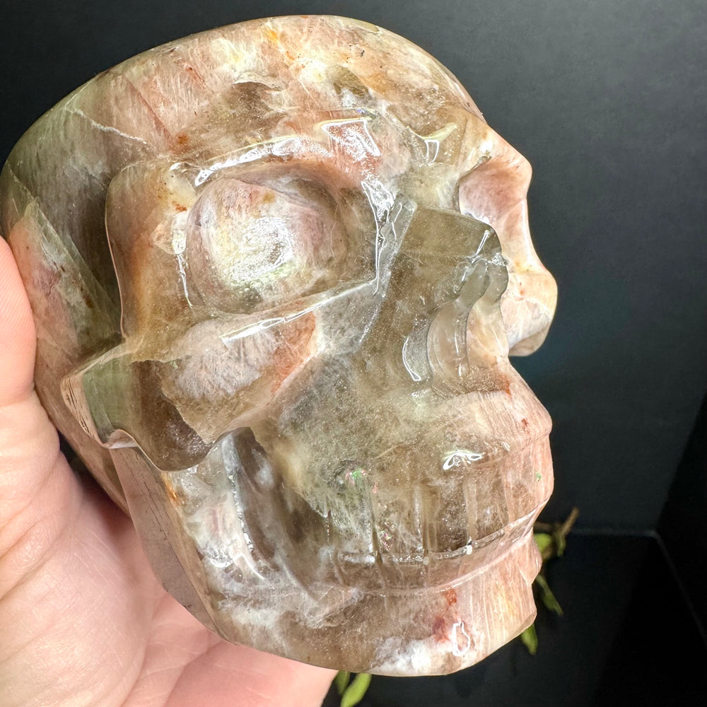 Peach Moonstone Skull