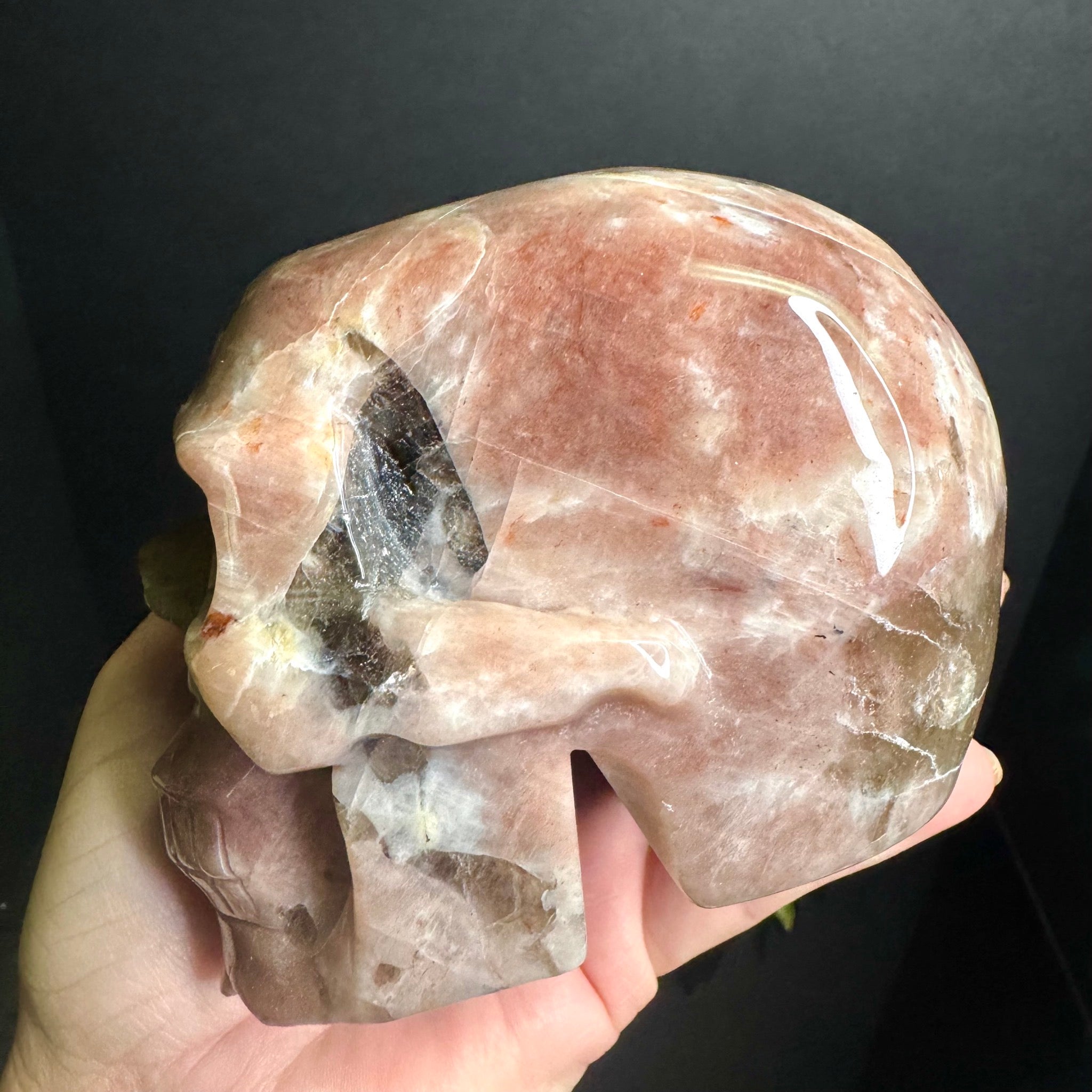 Peach Moonstone Skull