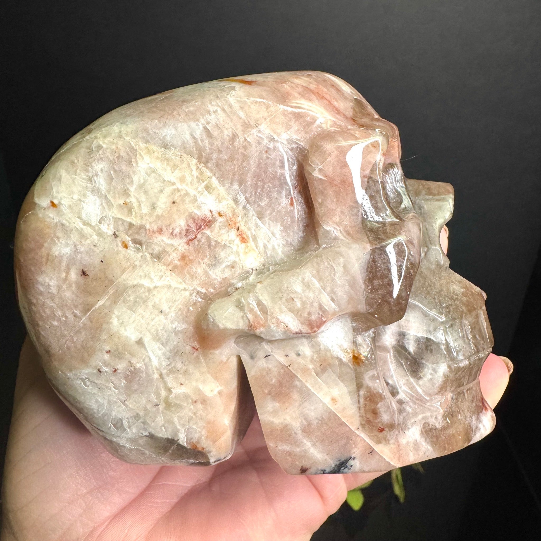 Peach Moonstone Skull