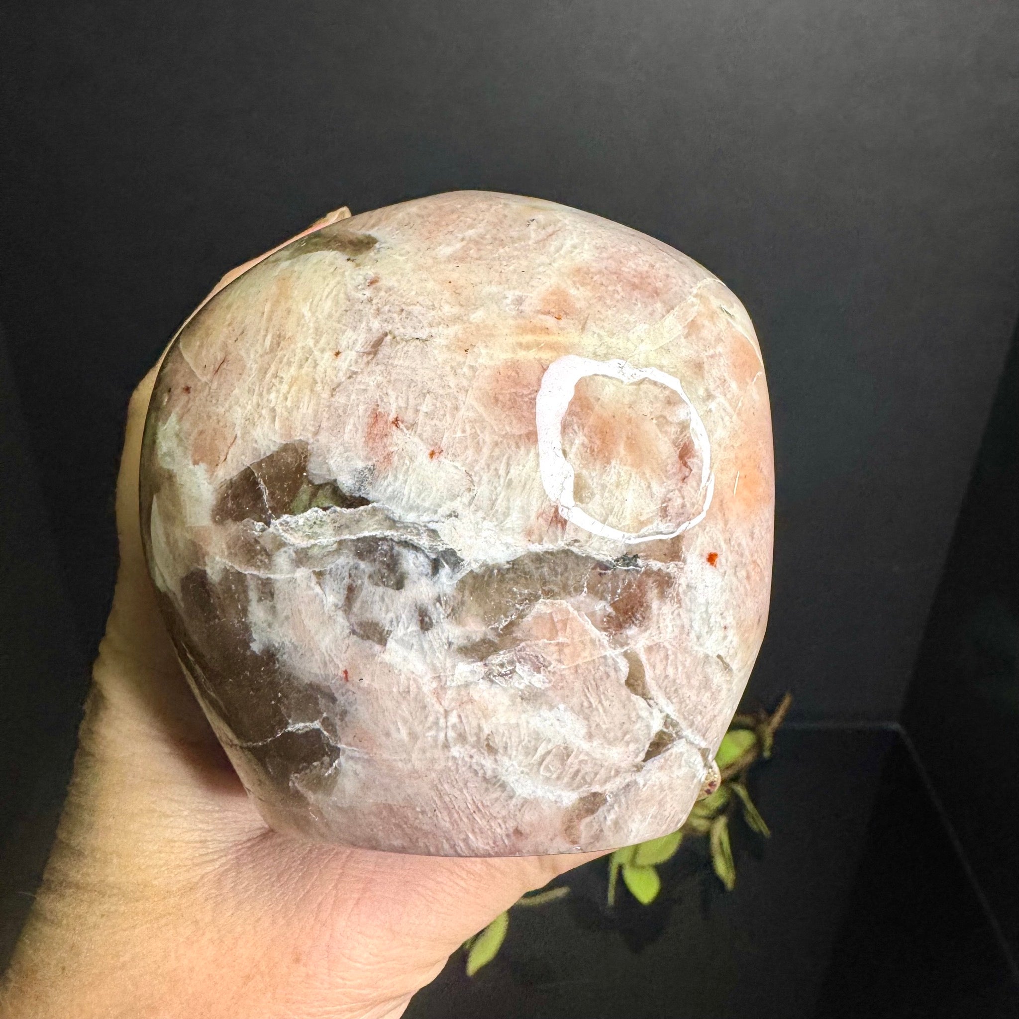 Peach Moonstone Skull