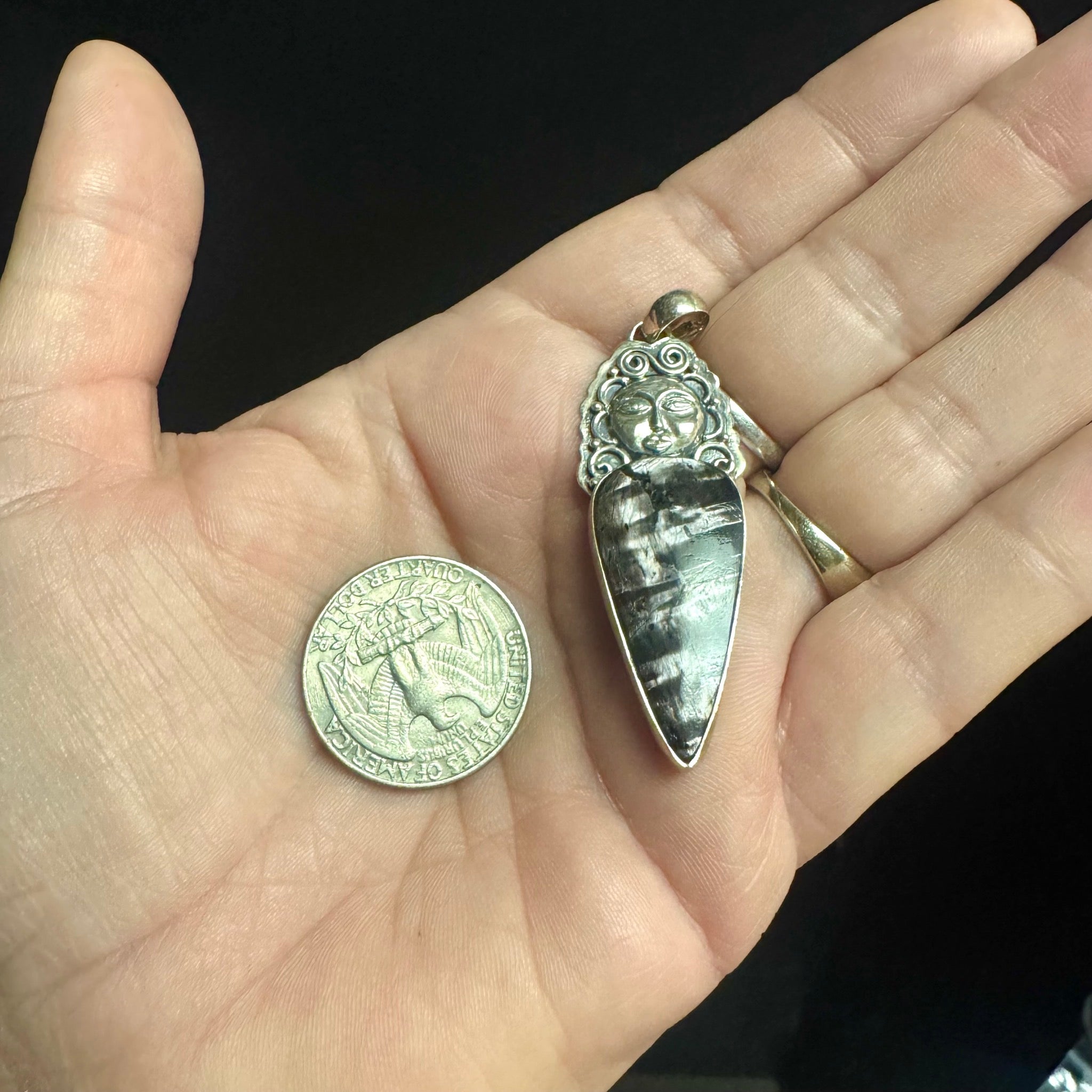 Goddess Hypersthene Pendant Sterling Silver