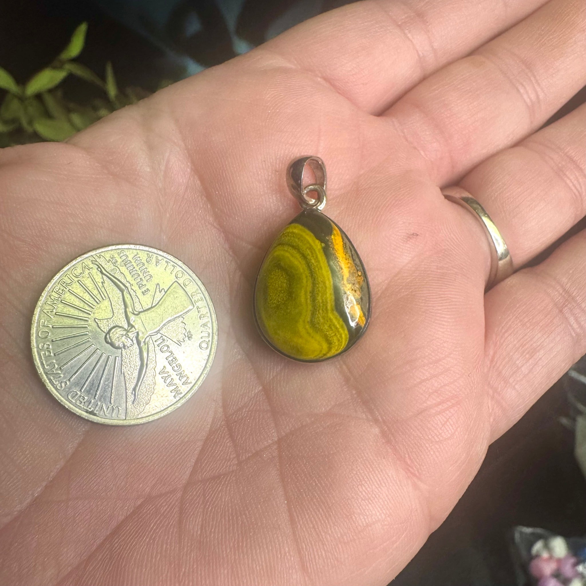 Teardrop Bumblebee Jasper Pendant Sterling Silver