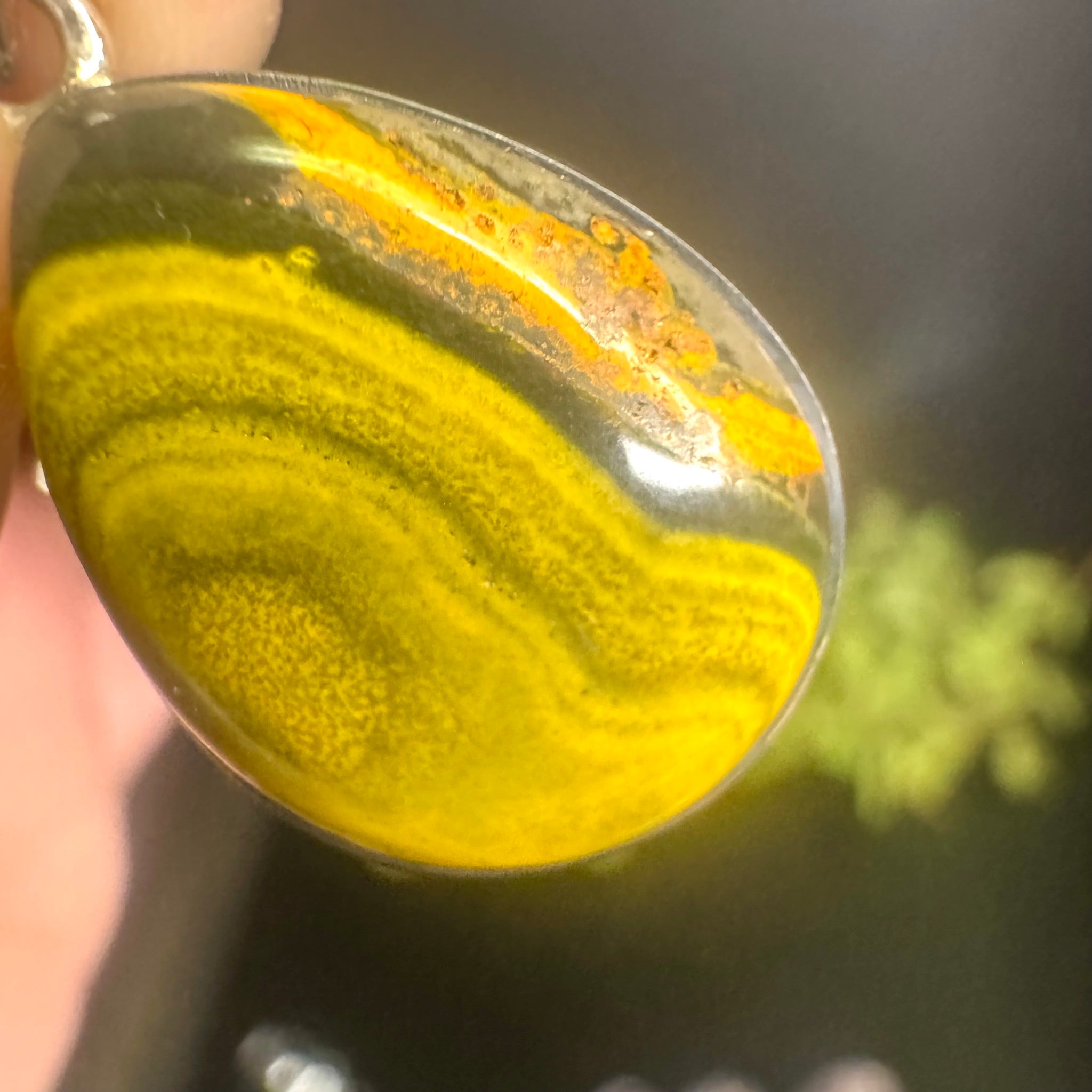 Teardrop Bumblebee Jasper Pendant Sterling Silver