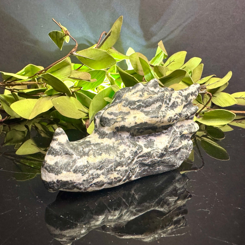 Zebra Jasper Carved Dragon Head
