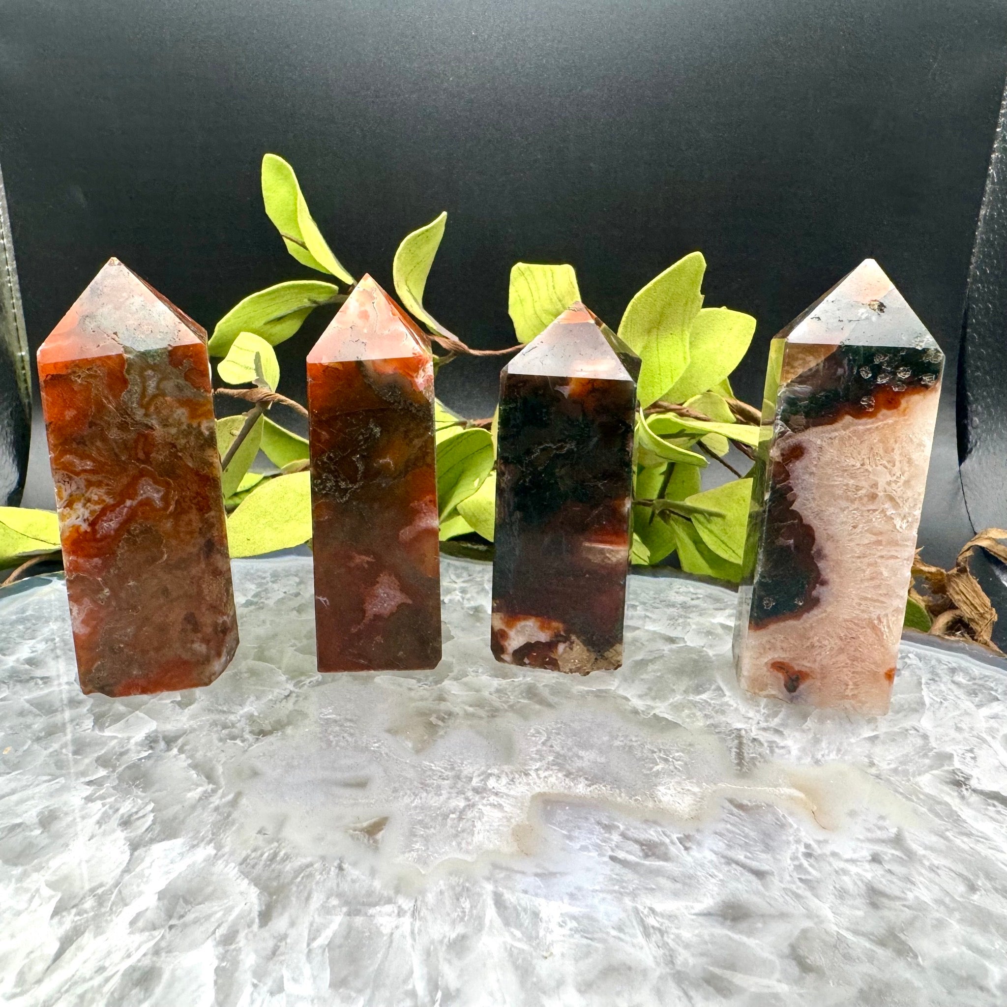 Red Moss Agate Tower