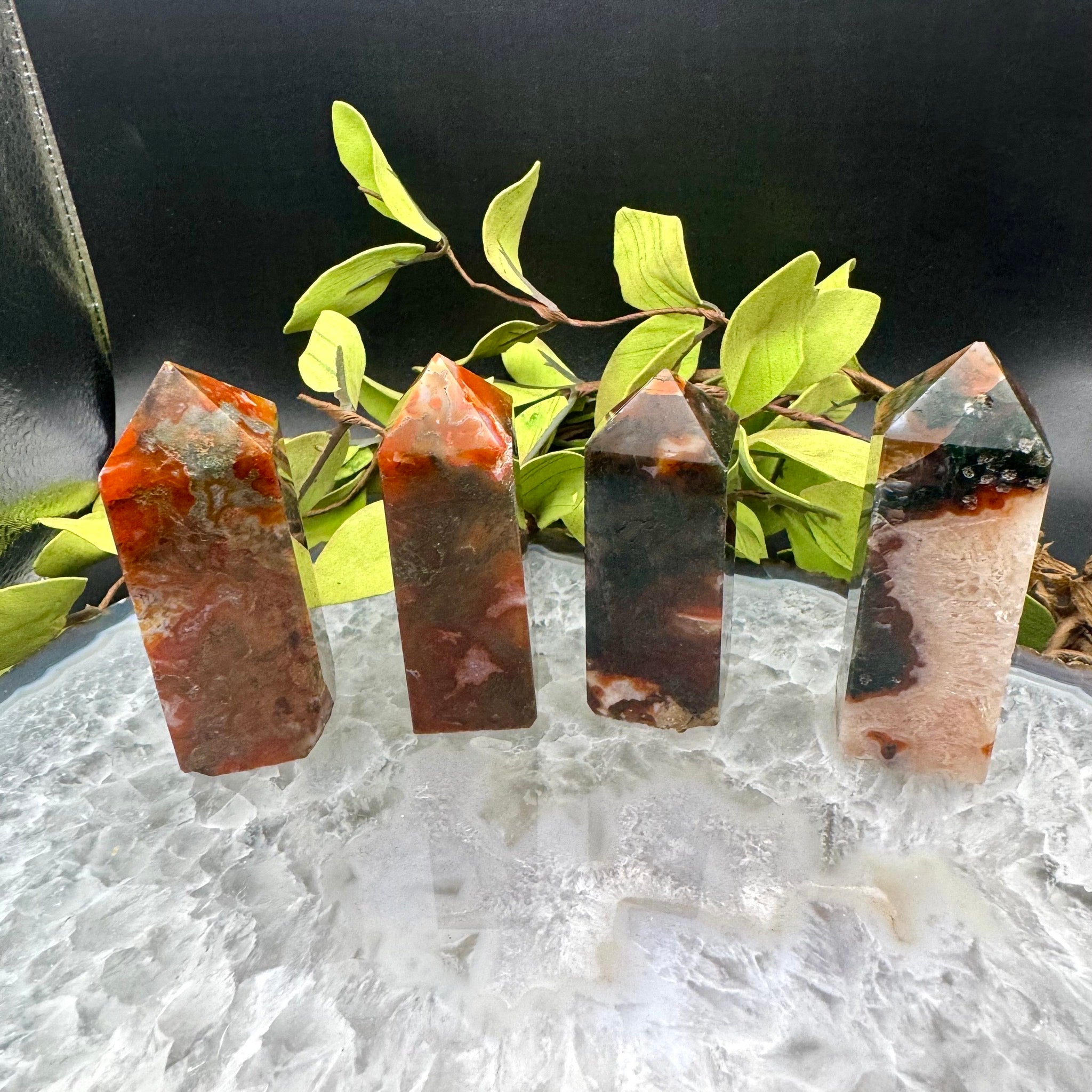 Red Moss Agate Tower