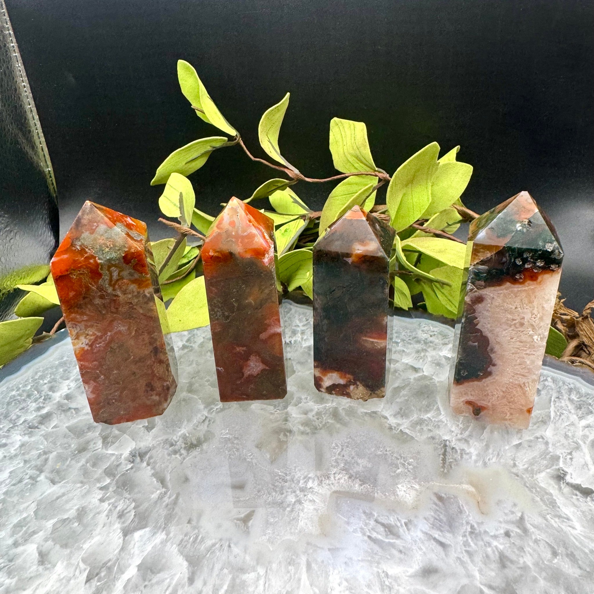 Red Moss Agate Tower