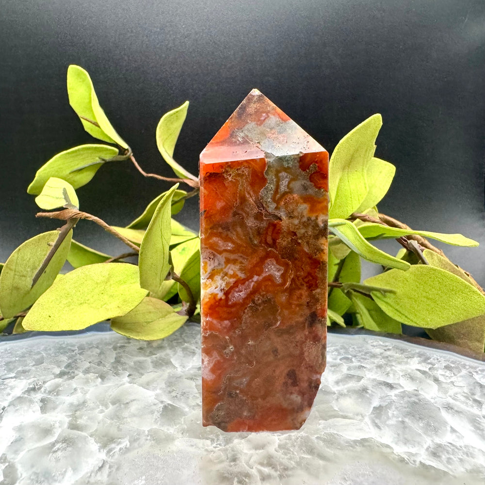 Red Moss Agate Tower