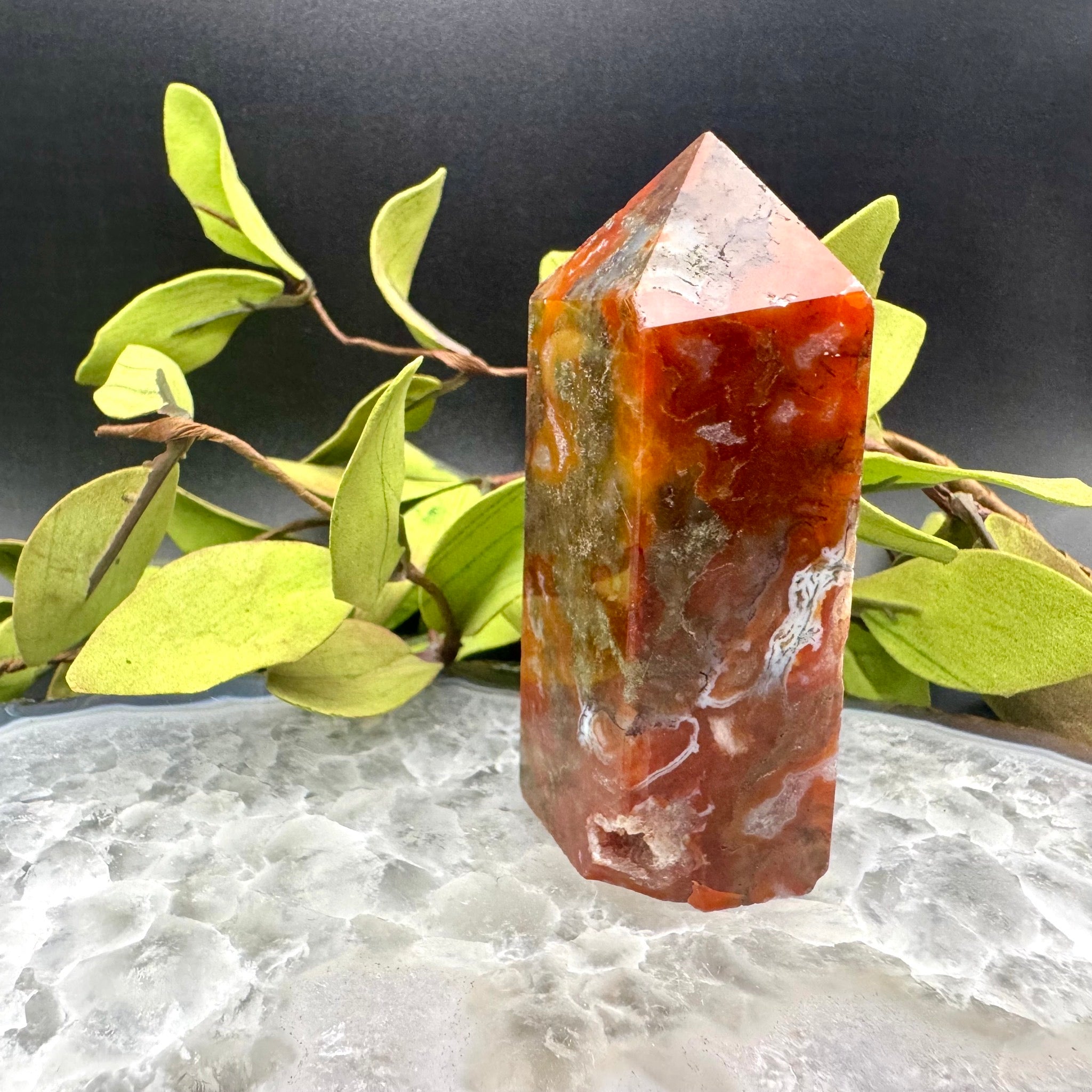 Red Moss Agate Tower