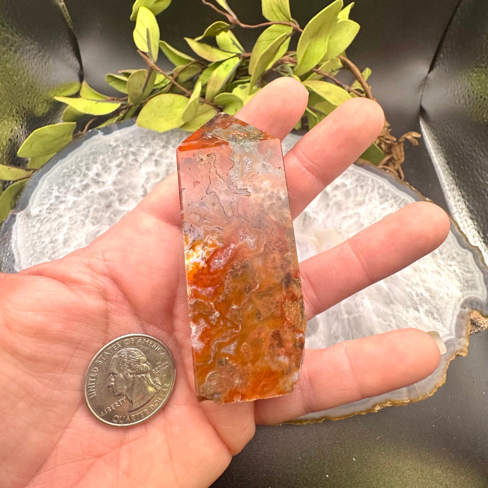 Red Moss Agate Tower