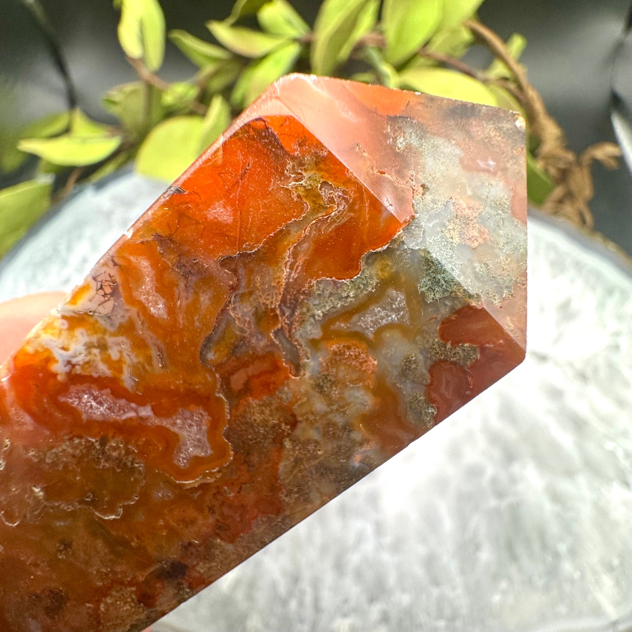 Red Moss Agate Tower