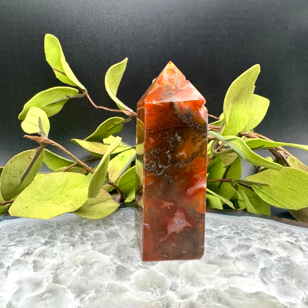 Red Moss Agate Tower