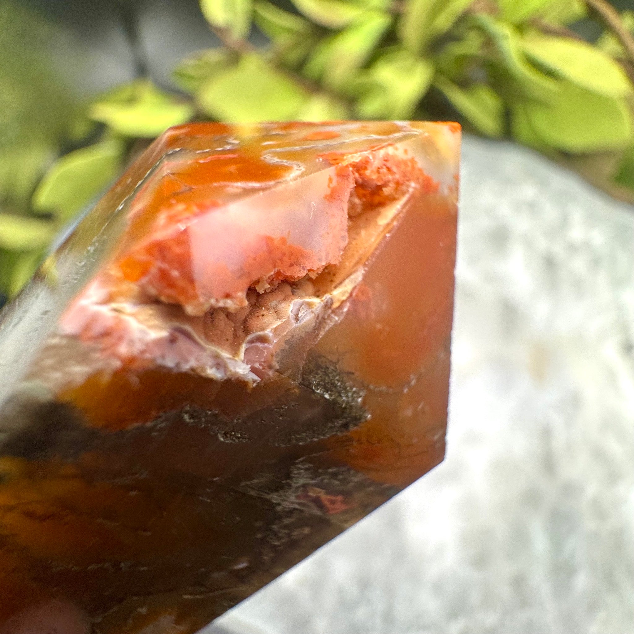 Red Moss Agate Tower