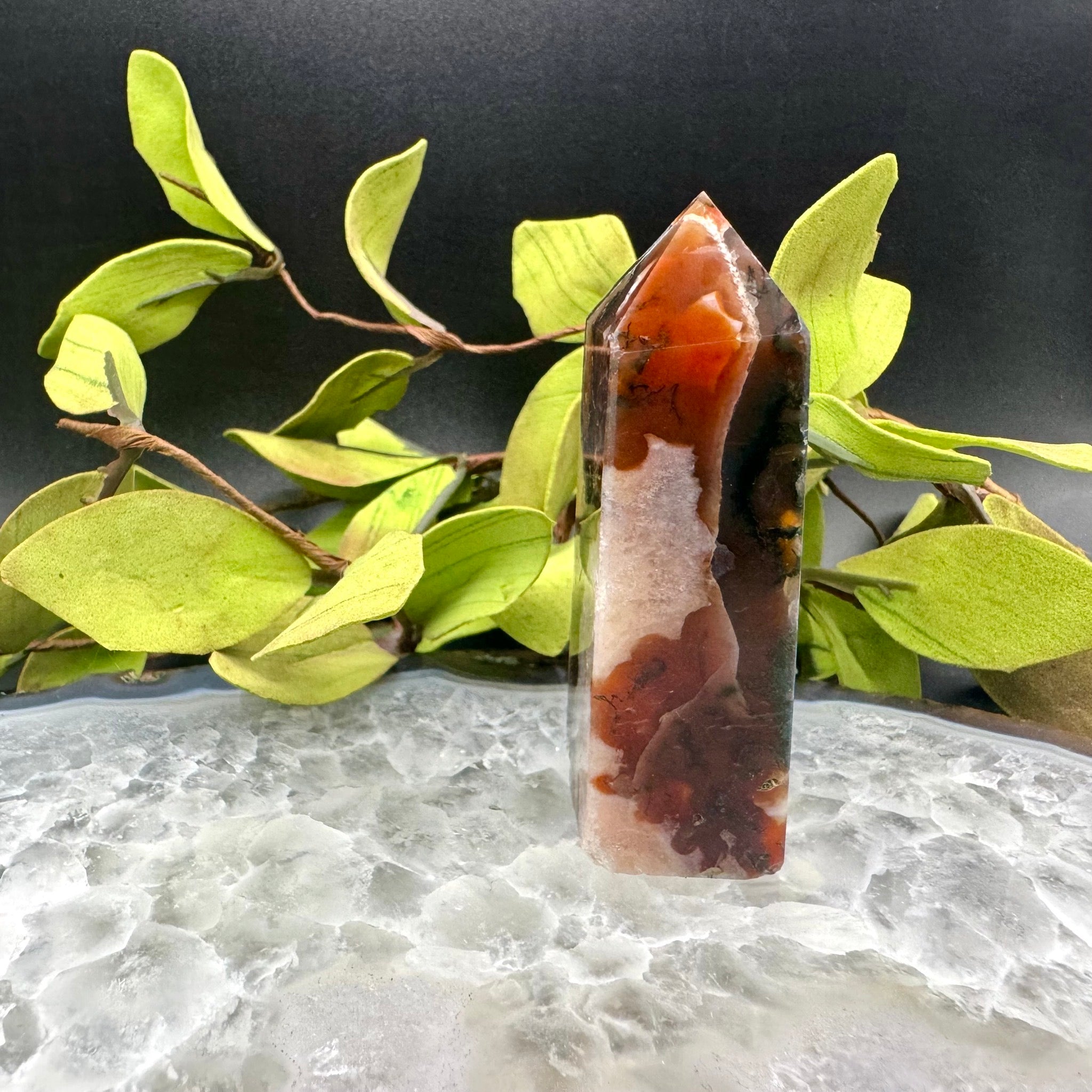 Red Moss Agate Tower