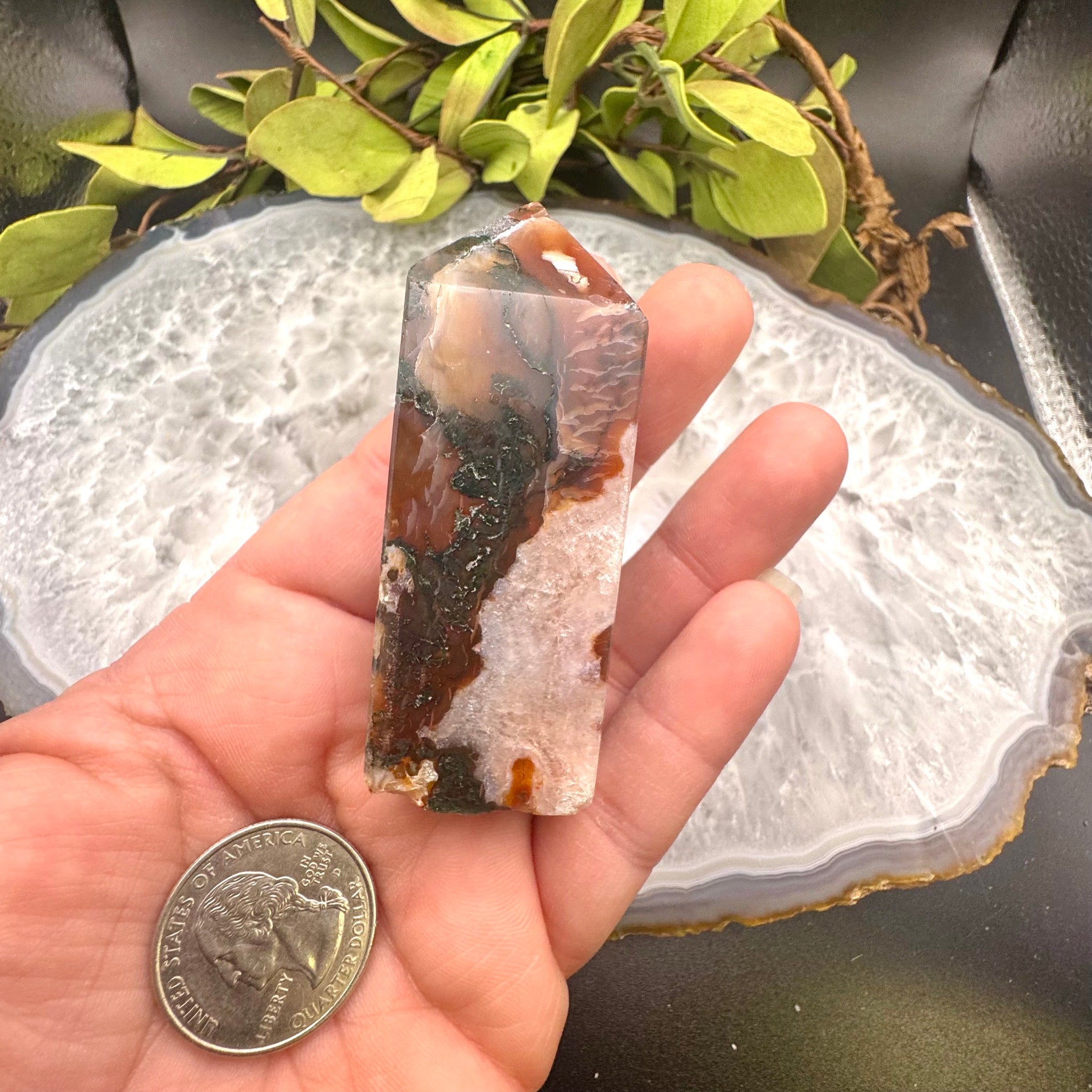 Red Moss Agate Tower