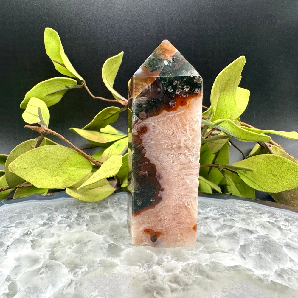 Red Moss Agate Tower