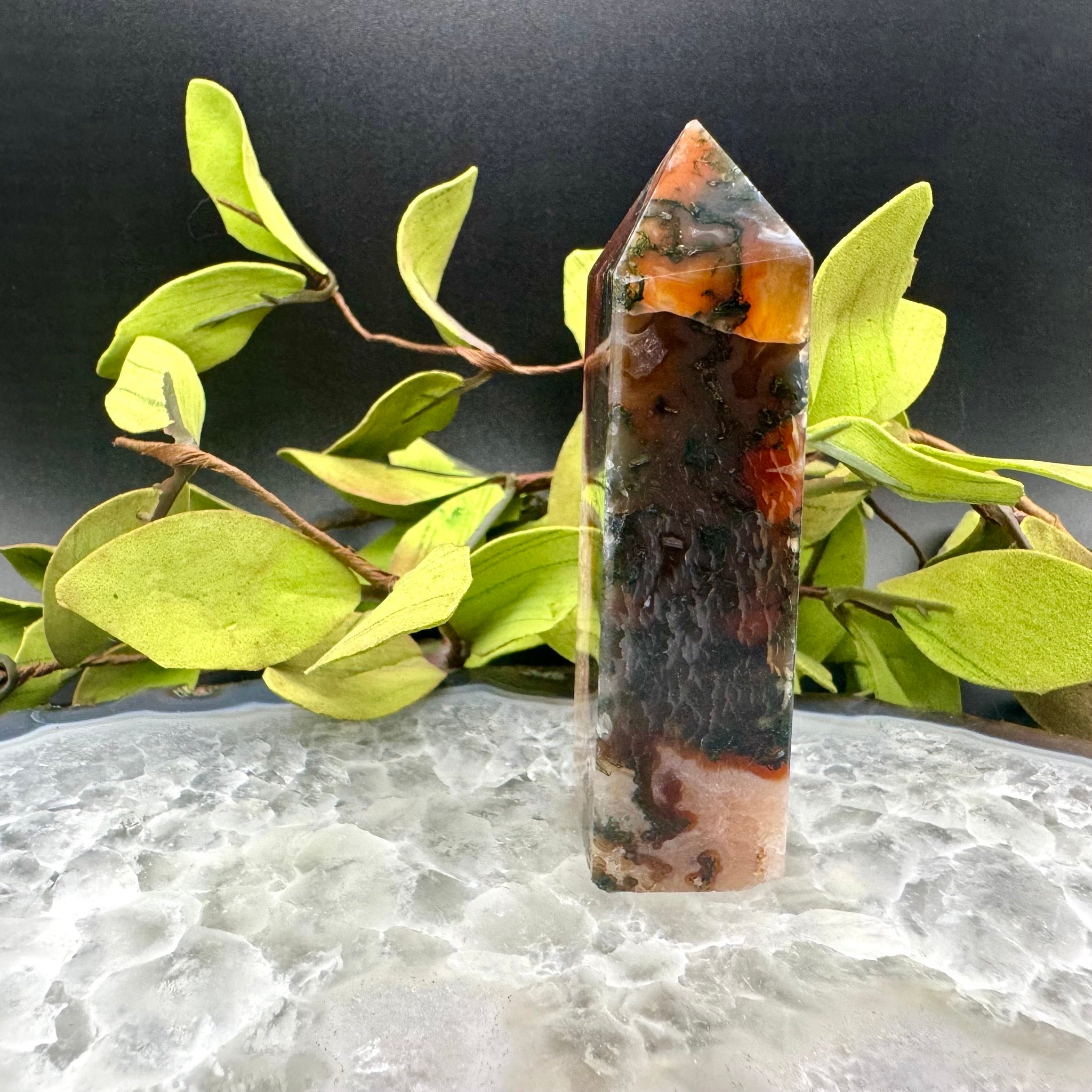 Red Moss Agate Tower
