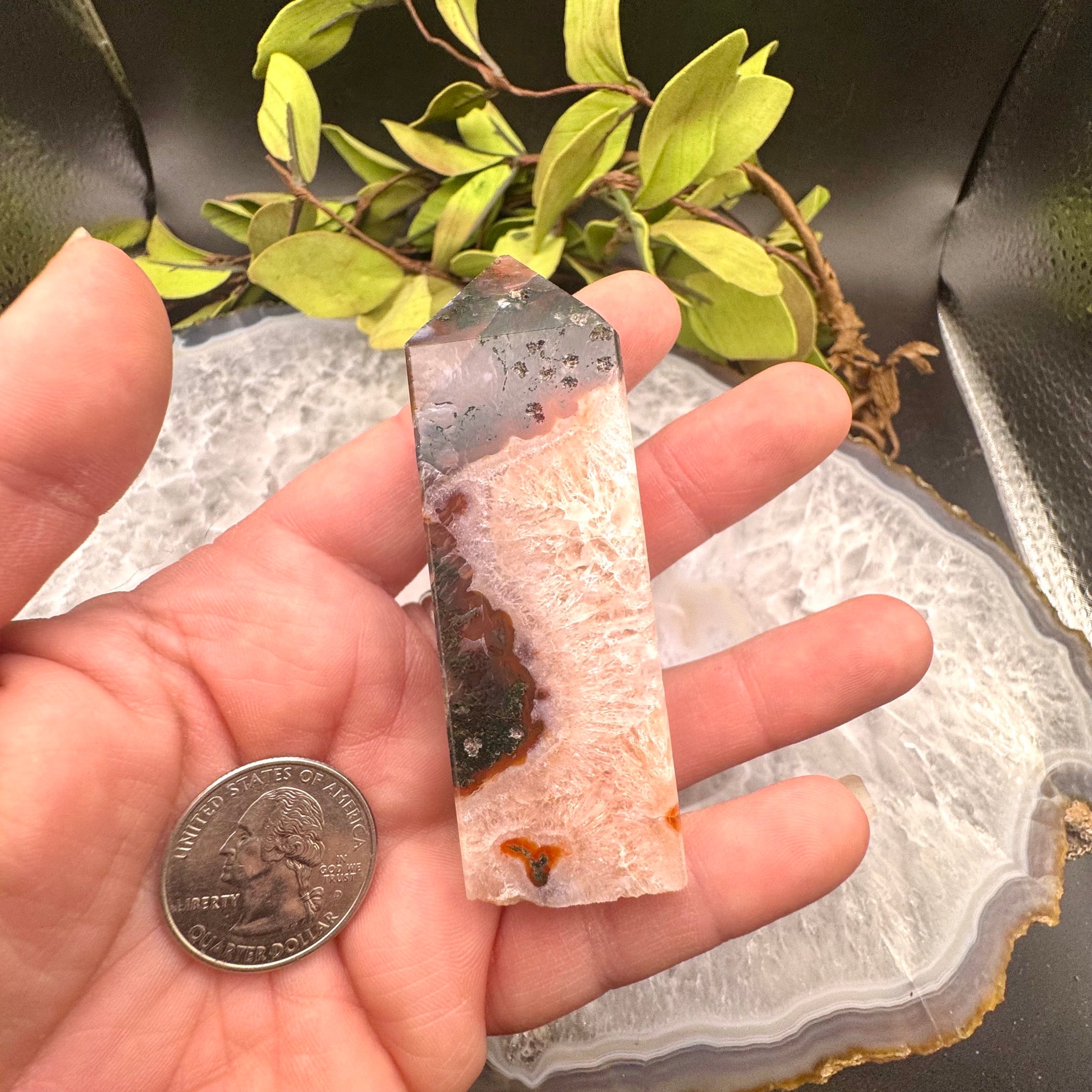 Red Moss Agate Tower