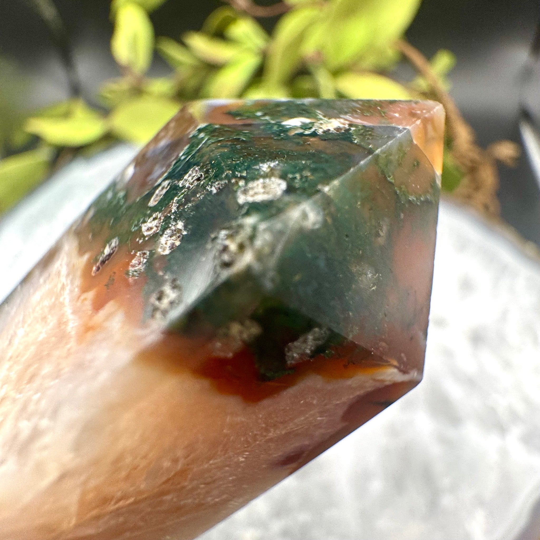 Red Moss Agate Tower