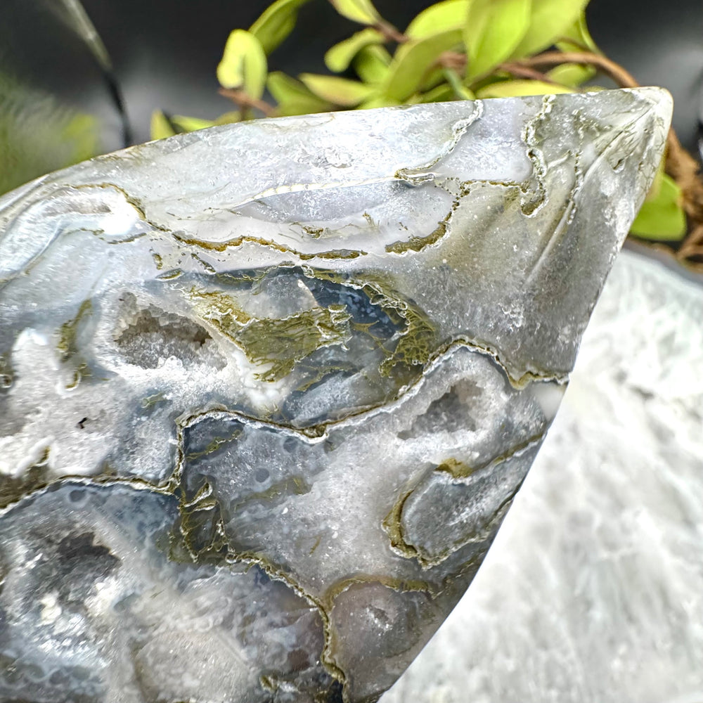 Moss Agate Teardrop Free Form