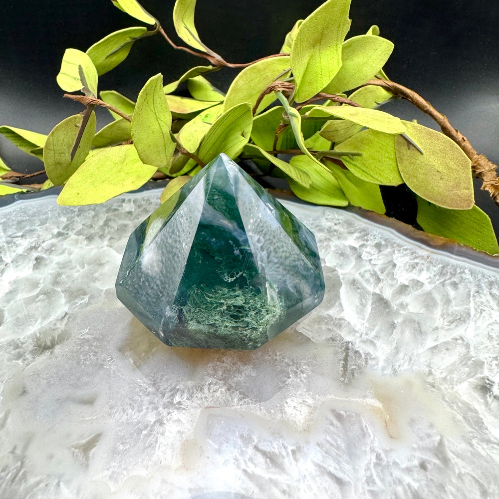 Moss Agate Carved Diamond