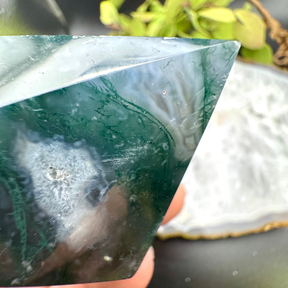 Moss Agate Carved Diamond