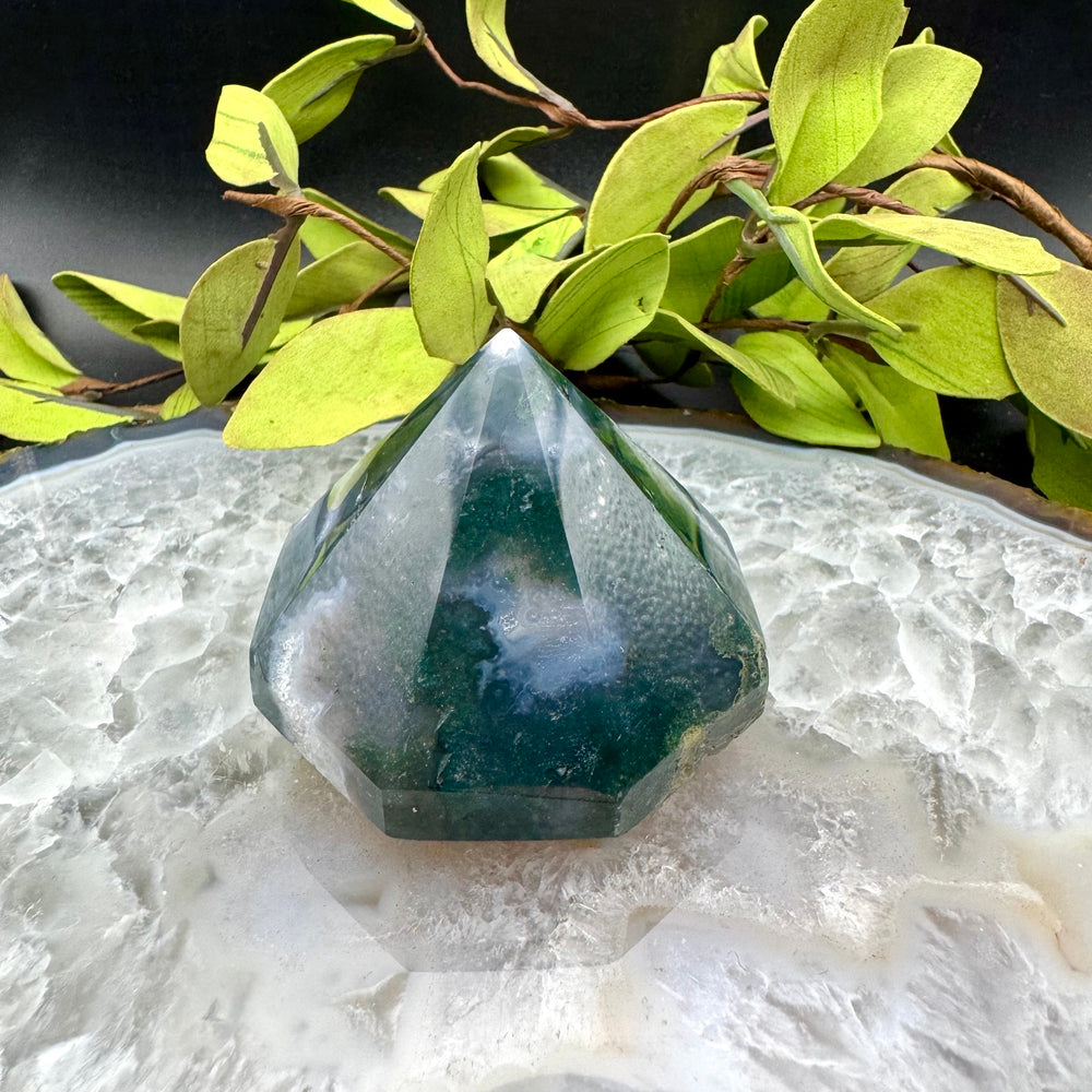 Moss Agate Carved Diamond