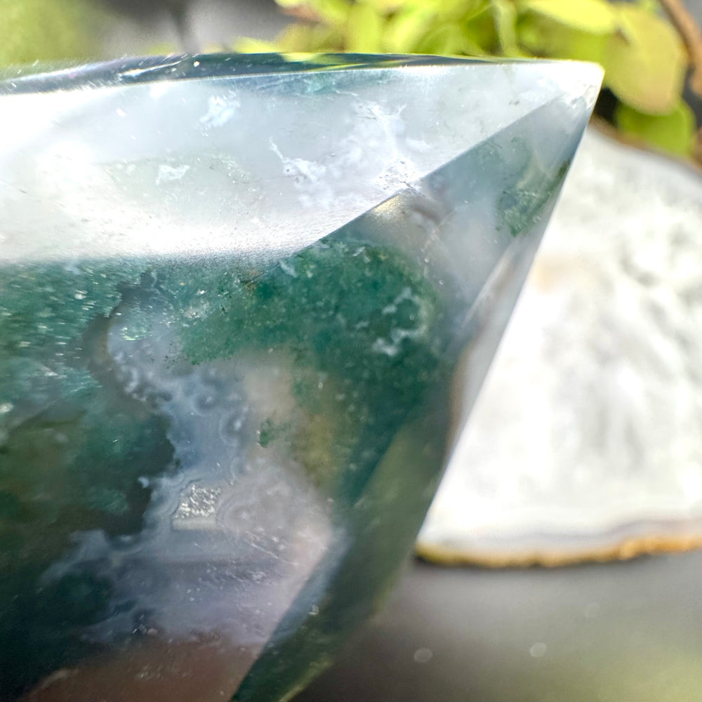 Moss Agate Carved Diamond