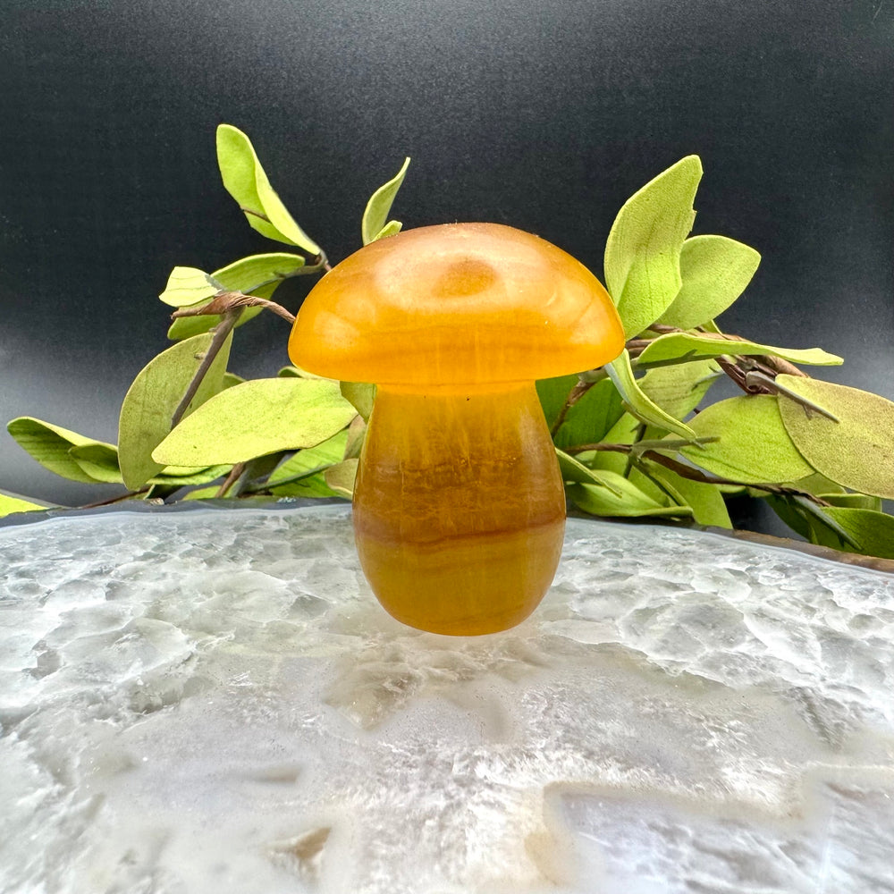 Yellow Fluorite Carved Mushroom