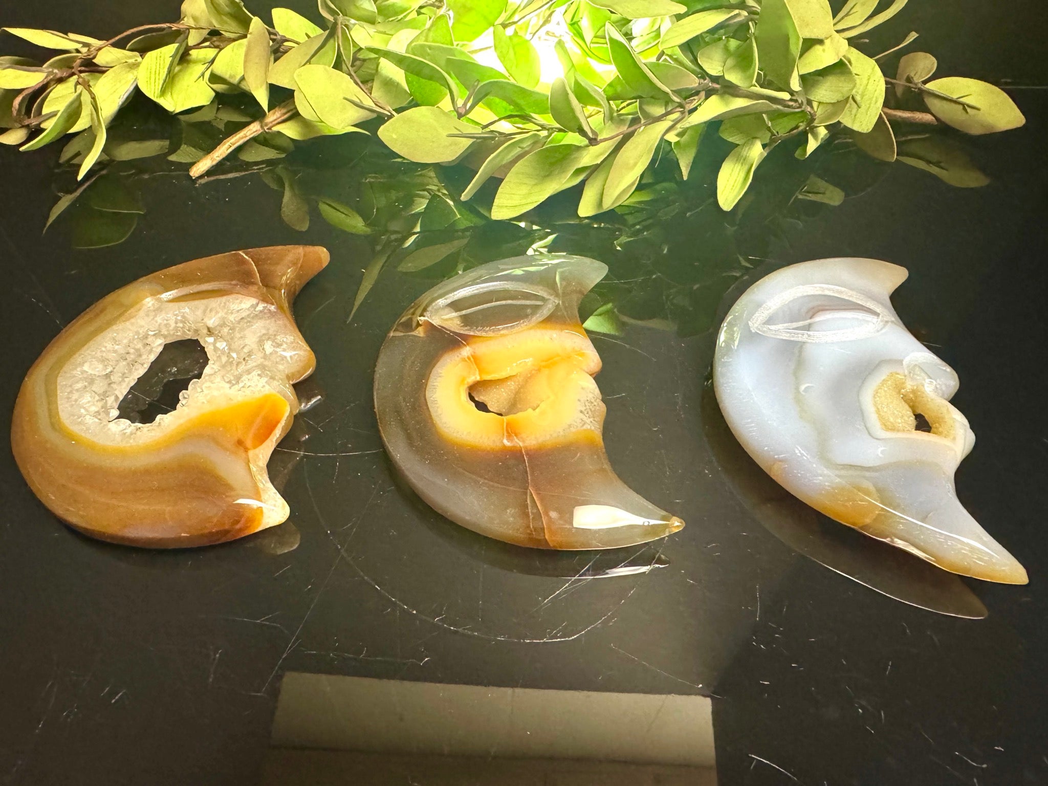 Agate Moon Face Carving
