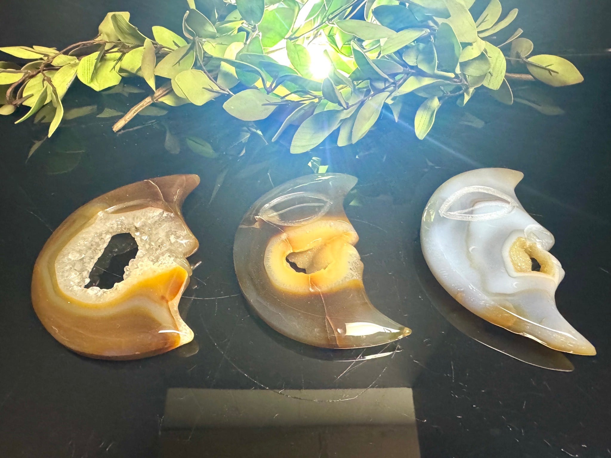 Agate Moon Face Carving