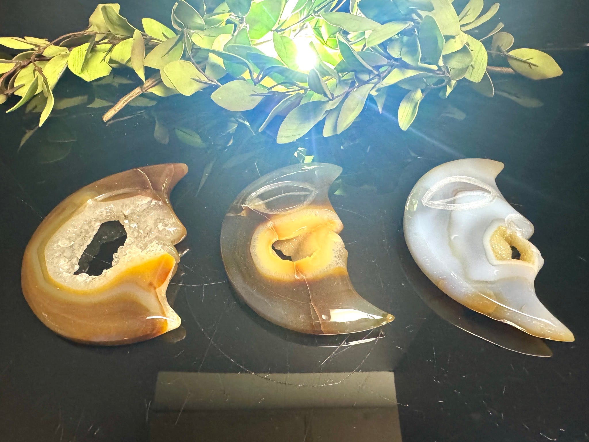 Agate Moon Face Carving