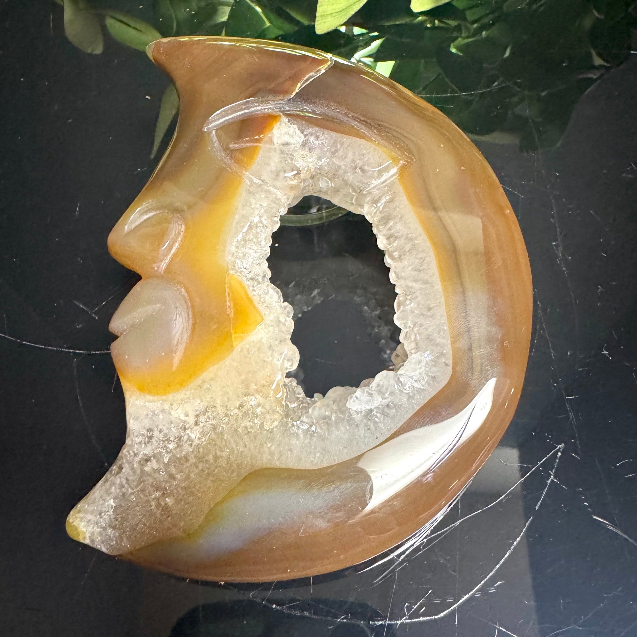 Agate Moon Face Carving