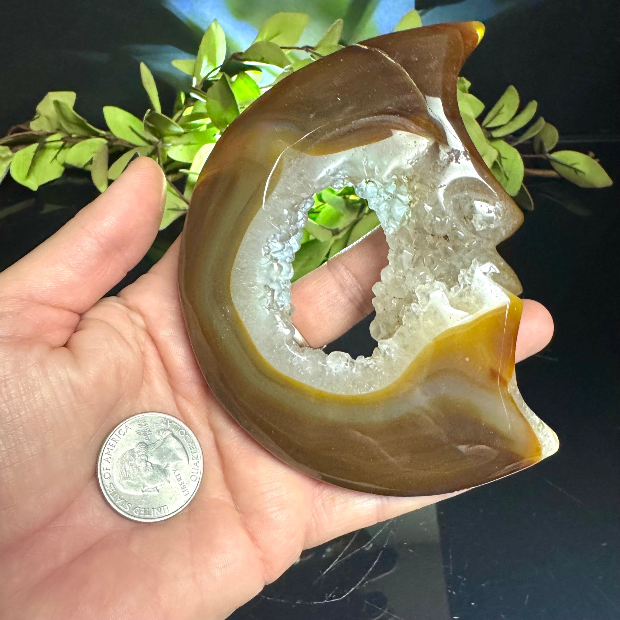 Agate Moon Face Carving
