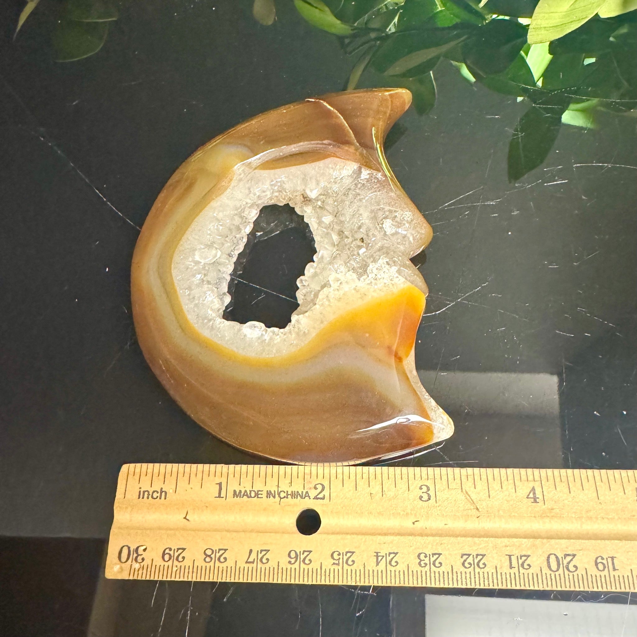 Agate Moon Face Carving