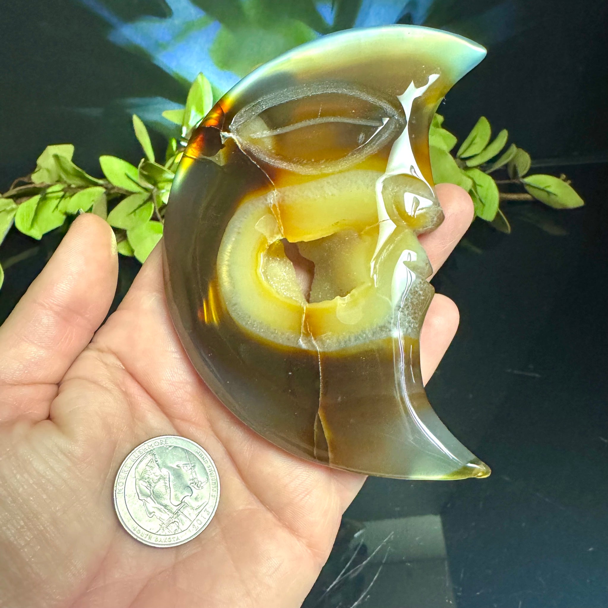 Agate Moon Face Carving