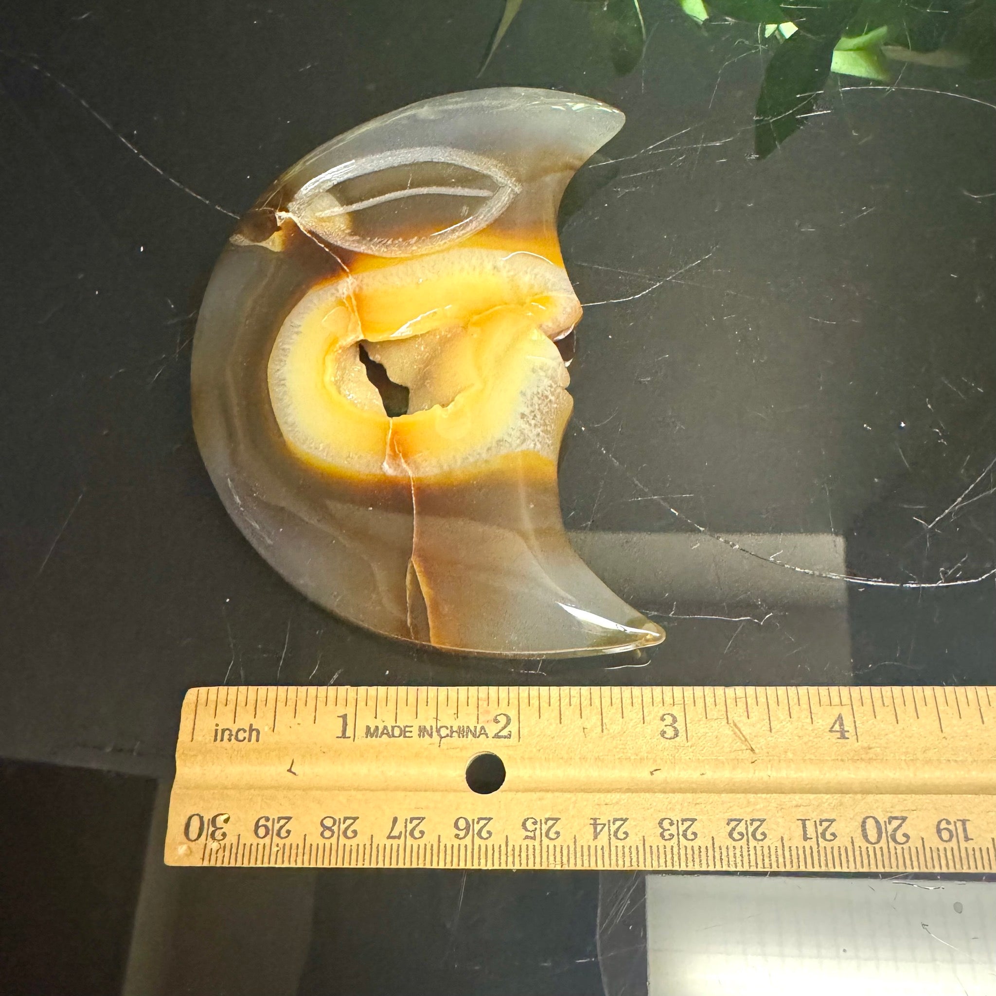Agate Moon Face Carving