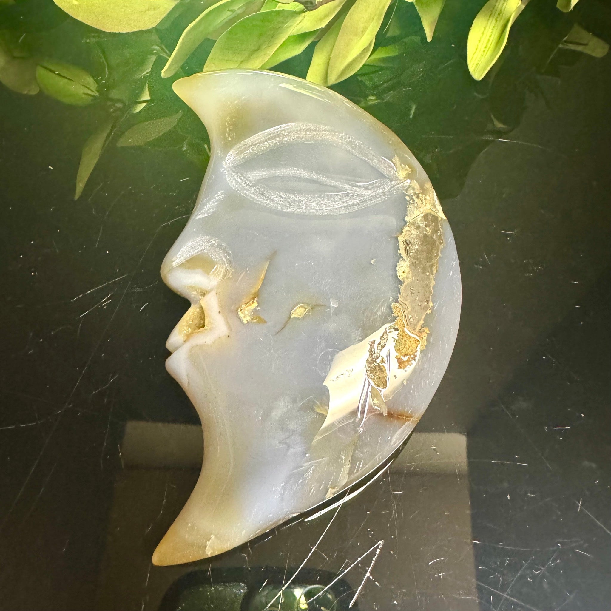 Agate Moon Face Carving