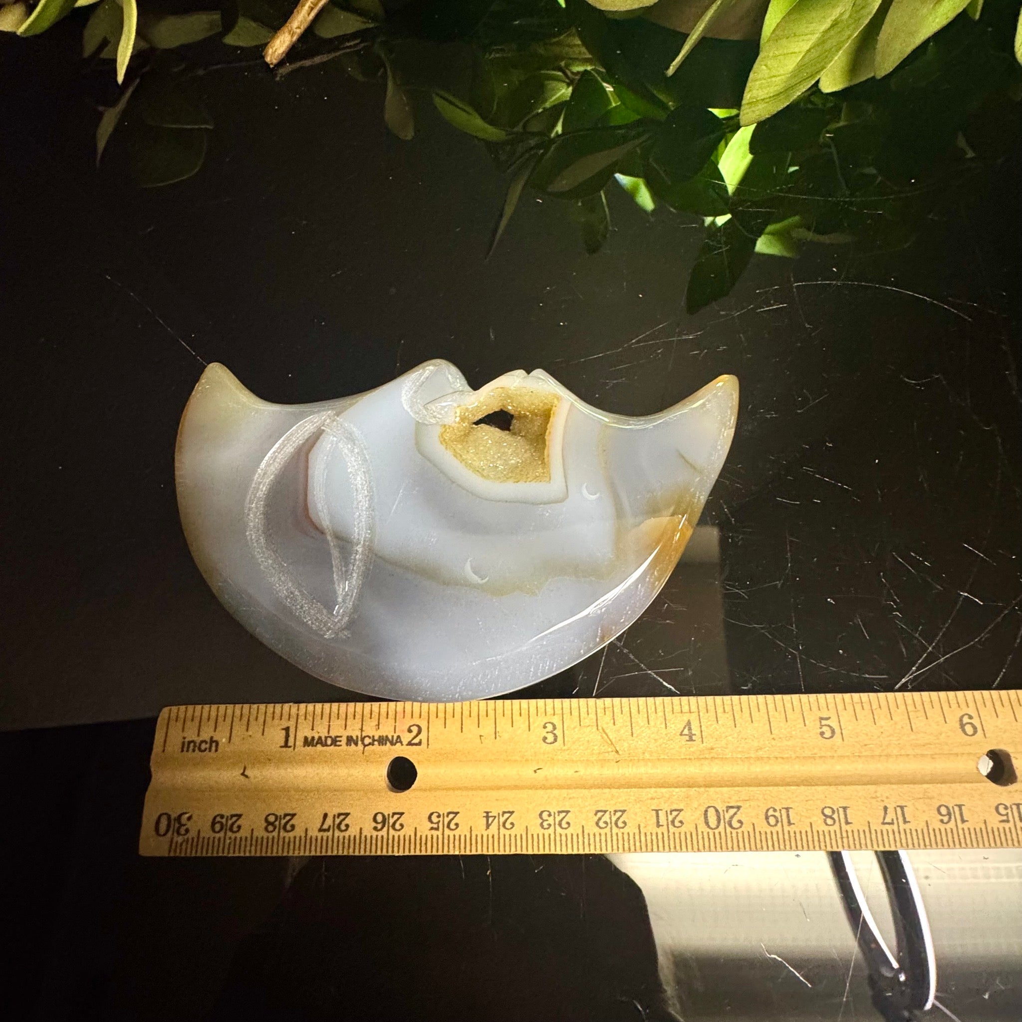 Agate Moon Face Carving