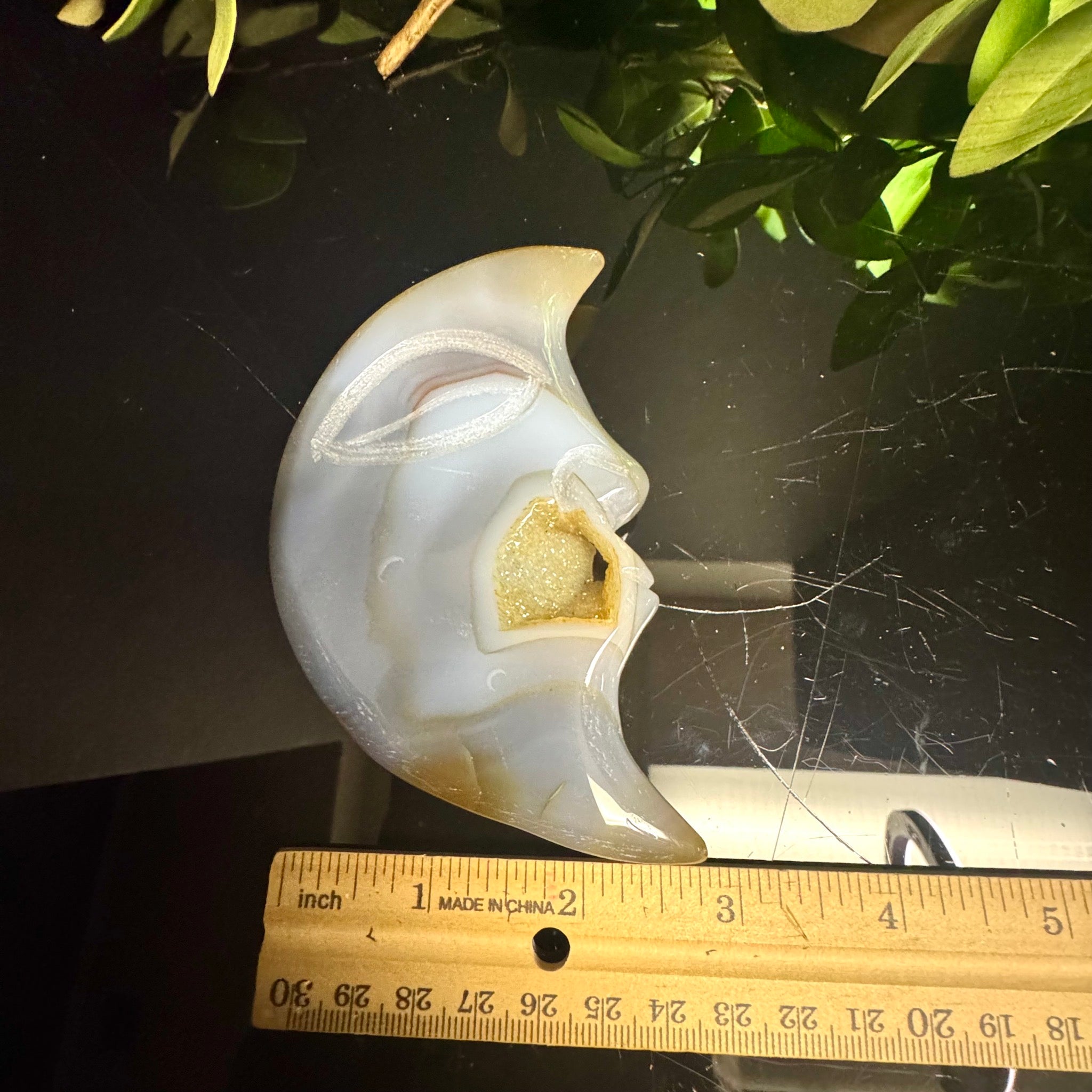 Agate Moon Face Carving