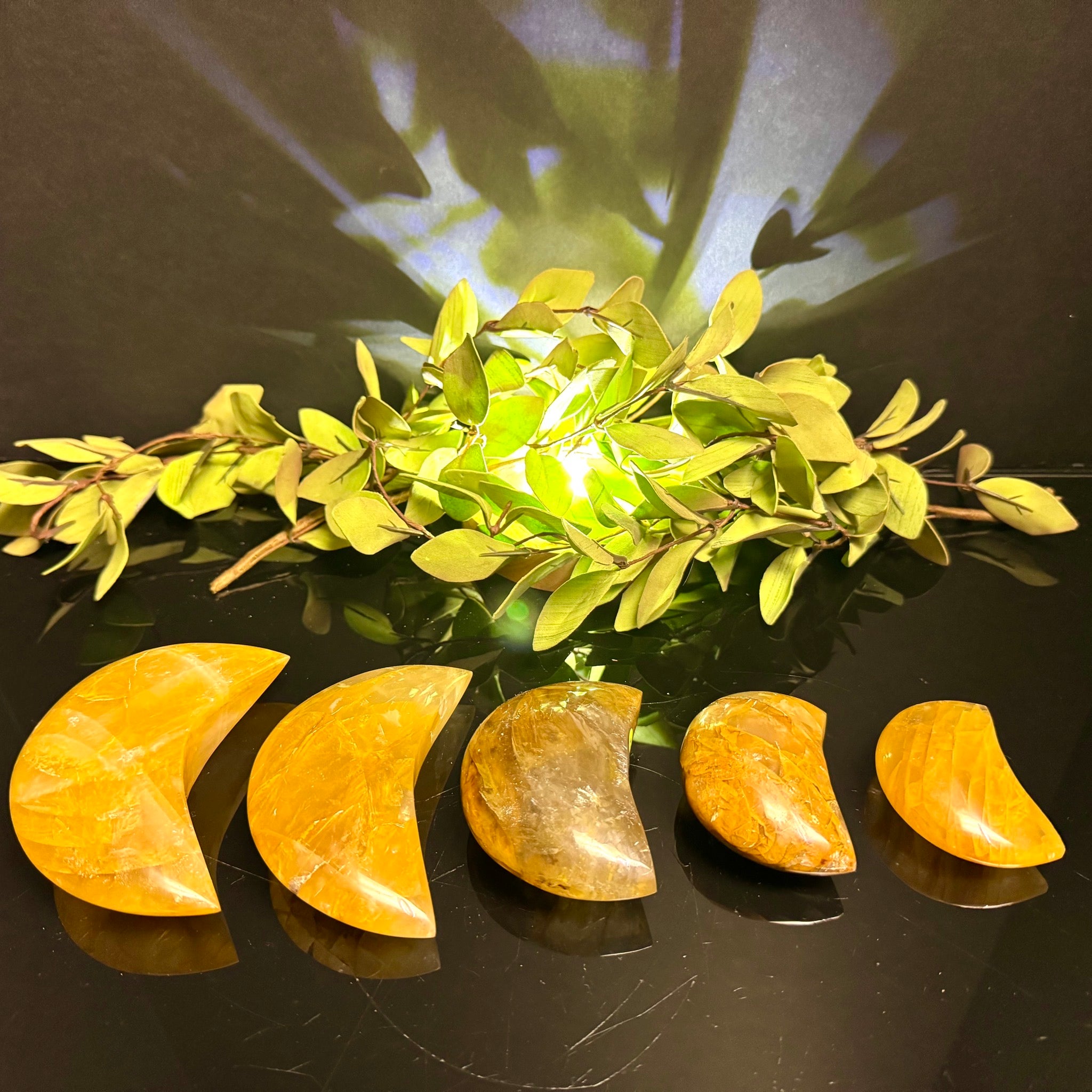 Golden Healer Quartz Moon Carving